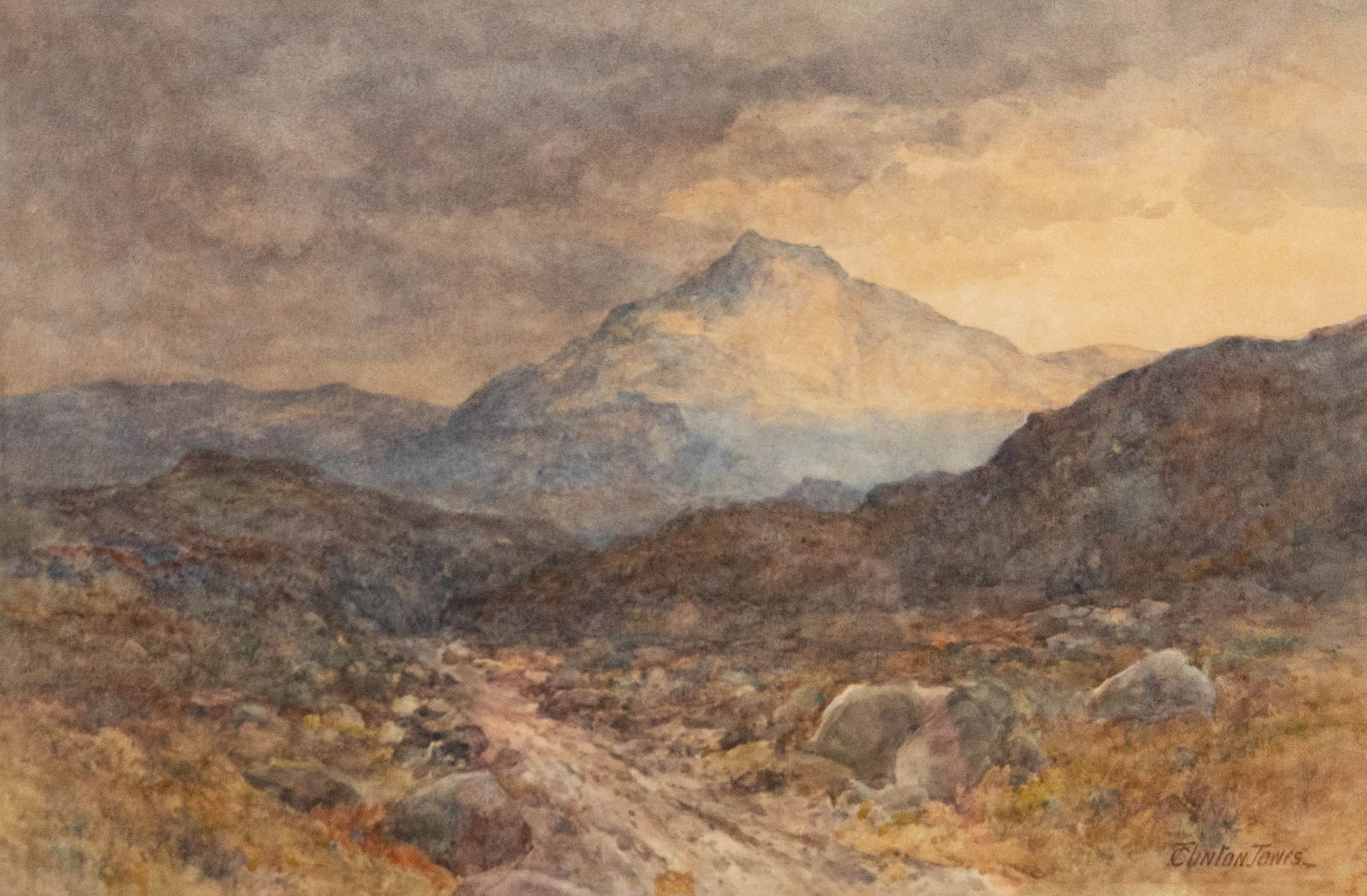 Josiah Clinton Jones (1848 1936) Framed Watercolour, Rocky Mountain Path photo furniture
