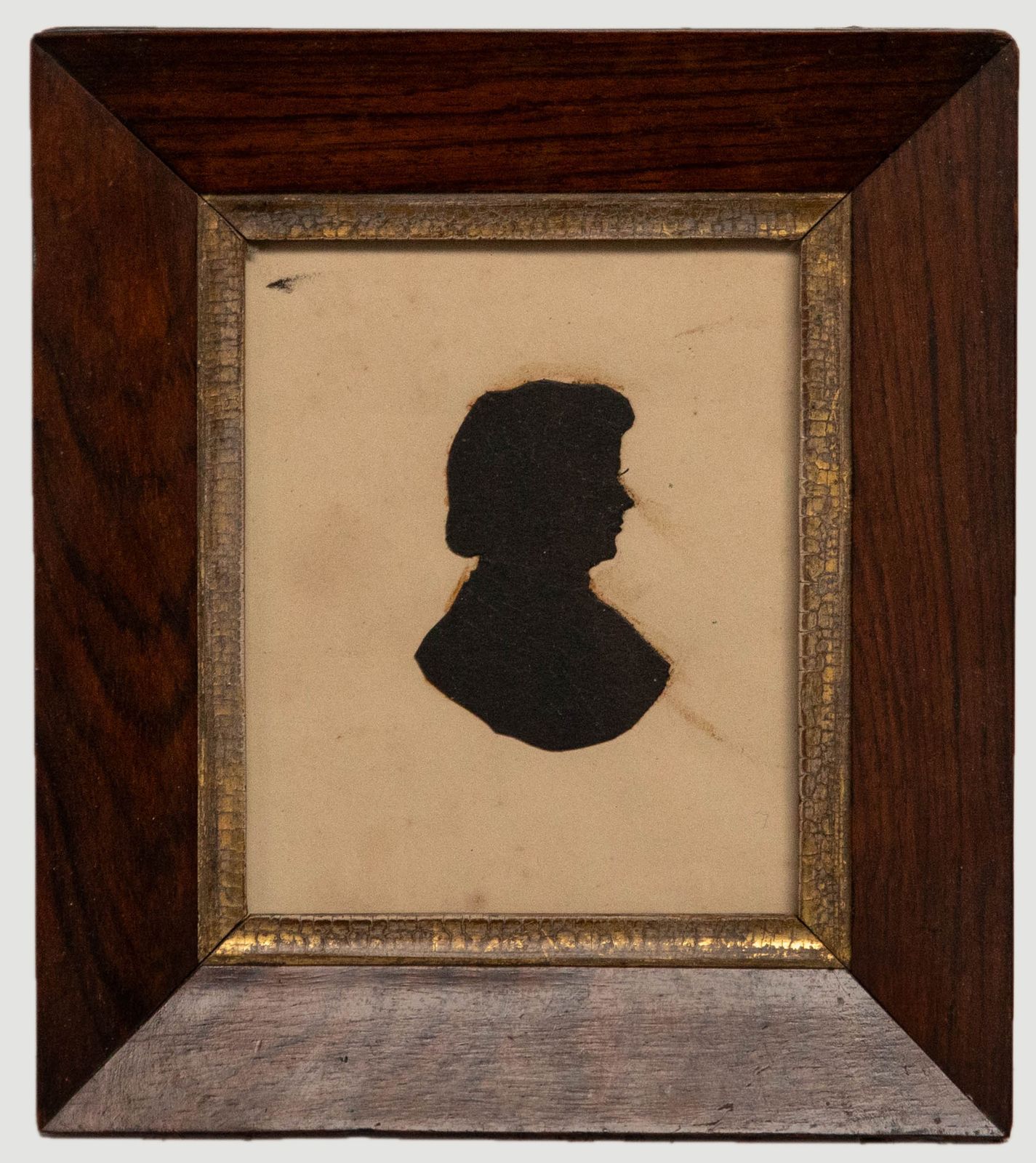 Framed Late 19th Century Cut Paper Silhouette Victorian Women In Profile
