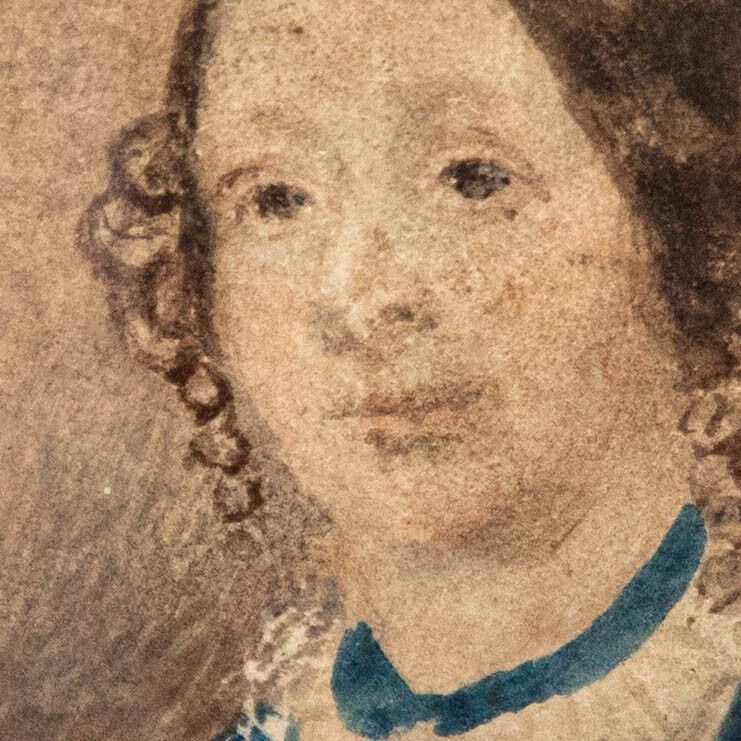 Miniature 19th Century Watercolour Portrait Of A Victorian Lady photo Art
