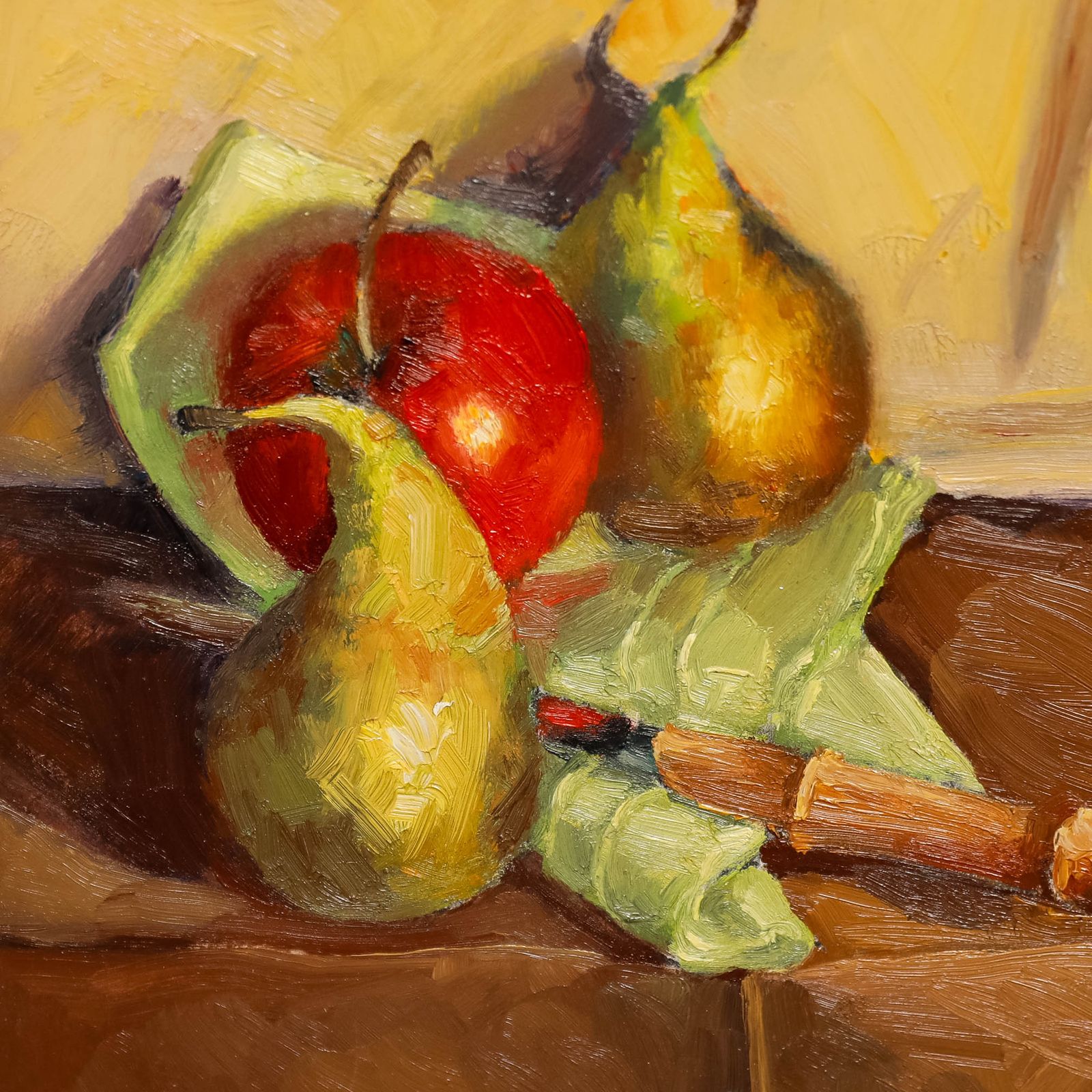 June Bevan (B.1927) 20th Century Oil, Red Apple And Golden Pears photo Art