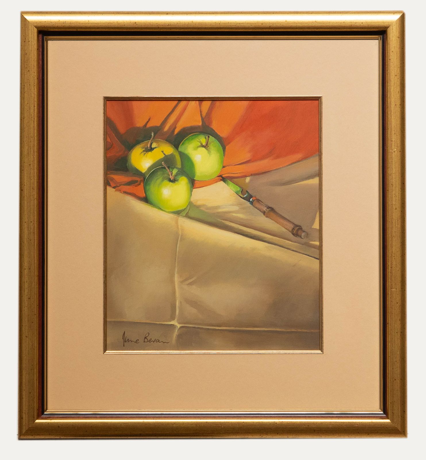 June Bevan (B.1927) 20th Century Oil, Three Granny Smiths