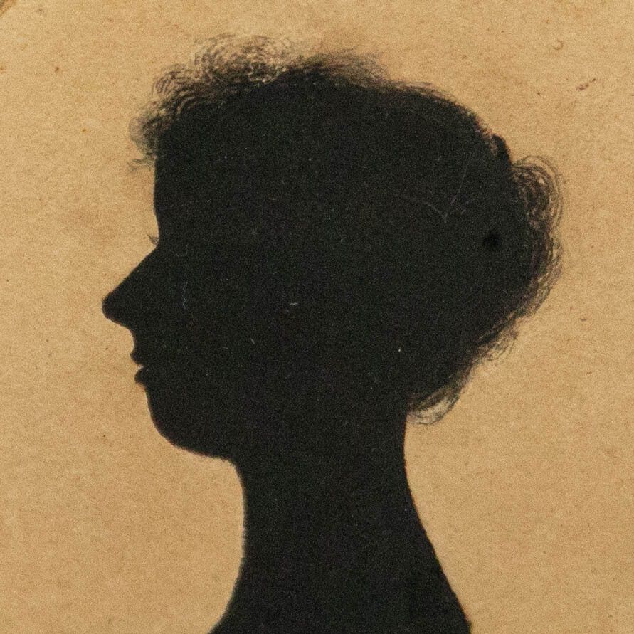 Miniature 19th Century India Ink Victorian Lady In Profile photo Art
