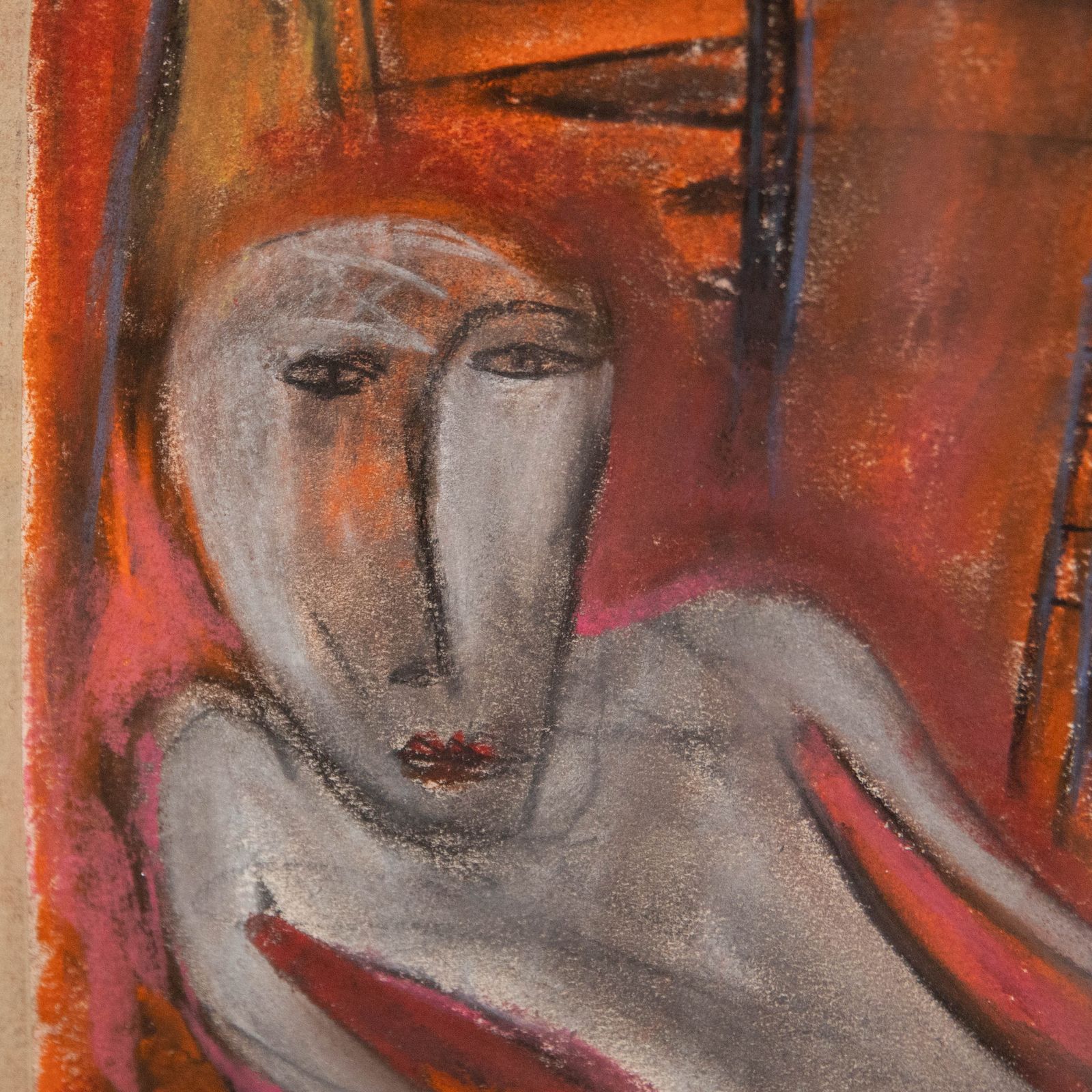 Attrib. Louise Mcclary (B.1958) Framed 20th Century Pastel, Floor Is Lava photo Art