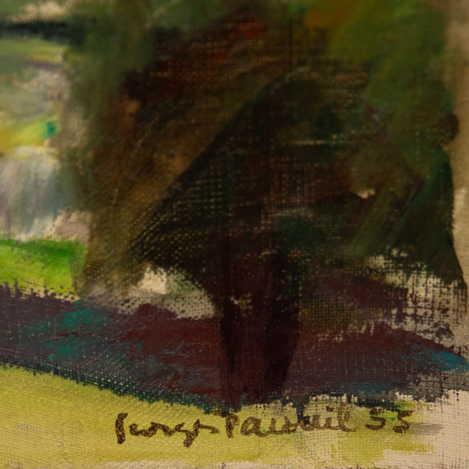 Georges Pacouil (1903 1996) 1955 Oil, Village In The Valley photo vinterior