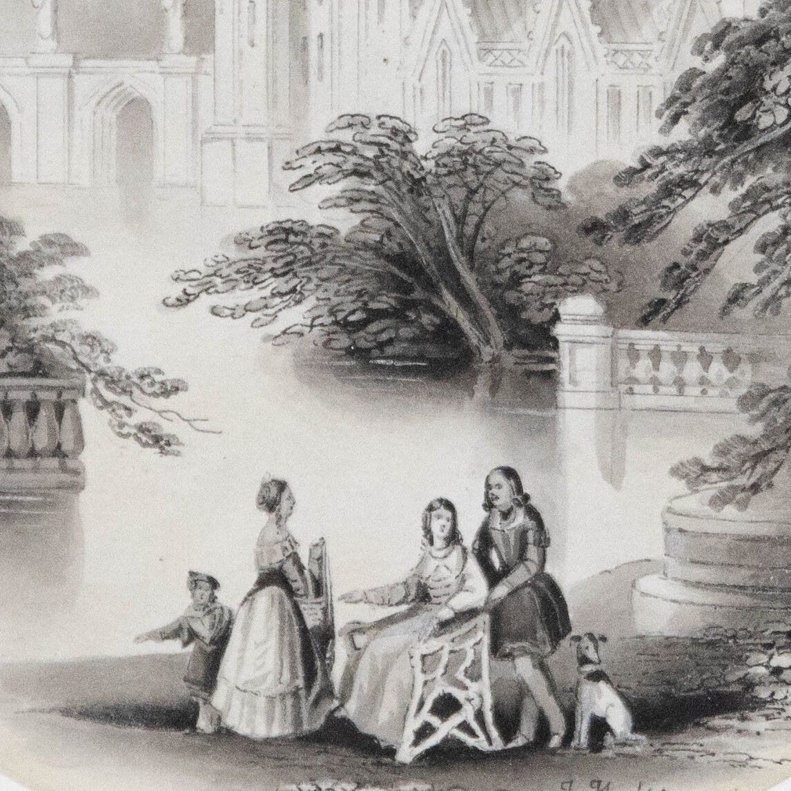 J. Hulse  19th Century Watercolour, Family In The Palace Grounds photo Art
