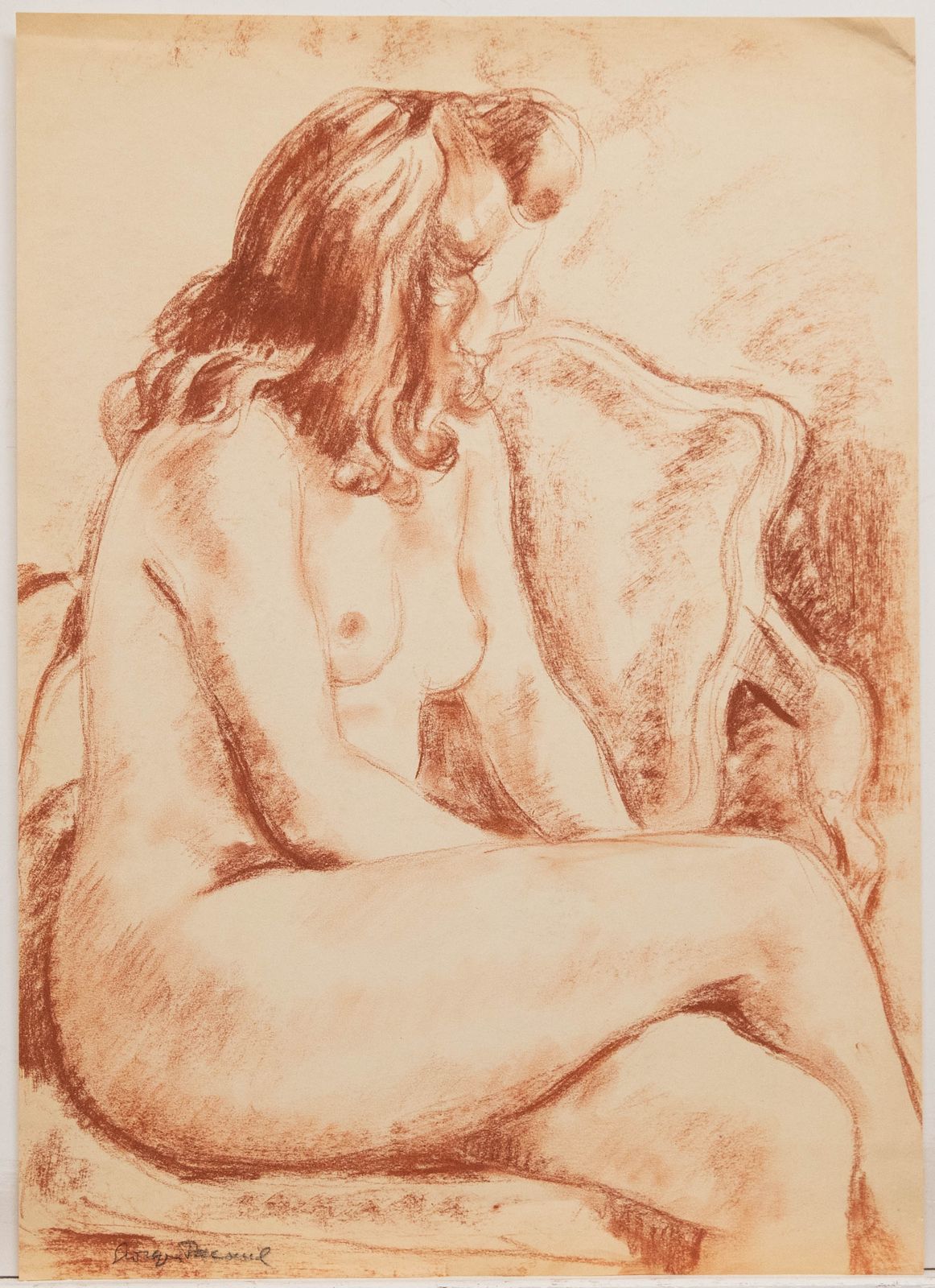 Georges Pacouil (1903 1996) 20th Century Sanguine, Nude In Profile II photo furniture
