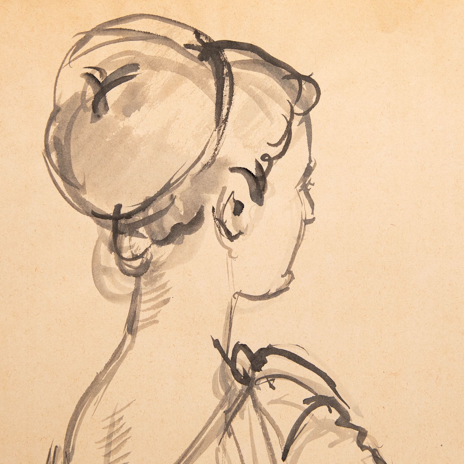 Georges Pacouil (1903 1996) Mid 20th Century India Ink, Seated Model photo for sale