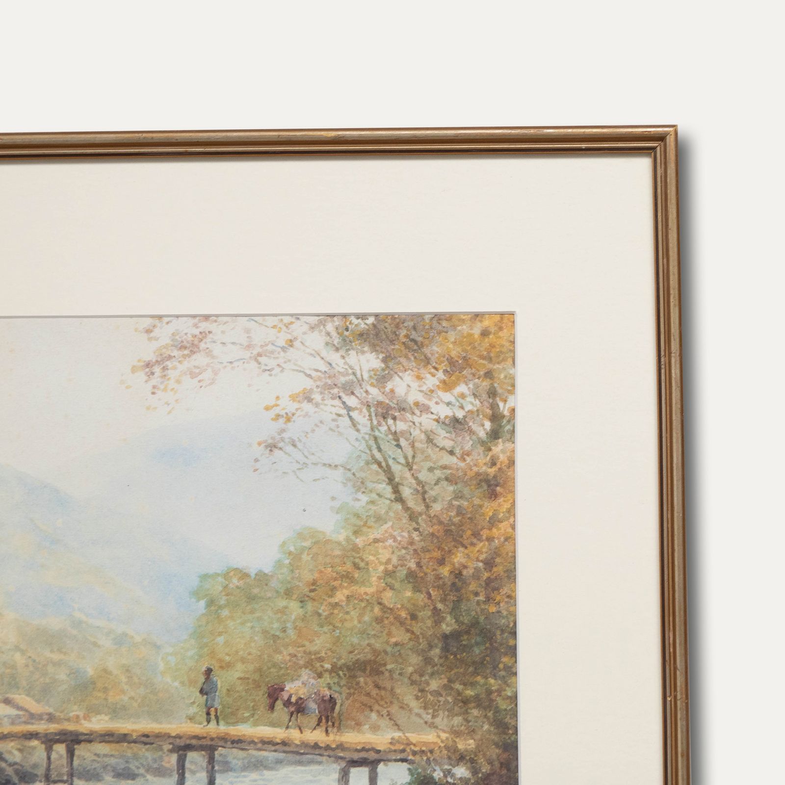 T. H. Watanabe Early 20th Century Watercolour, River Crossing Near Chucheng photo 198.0