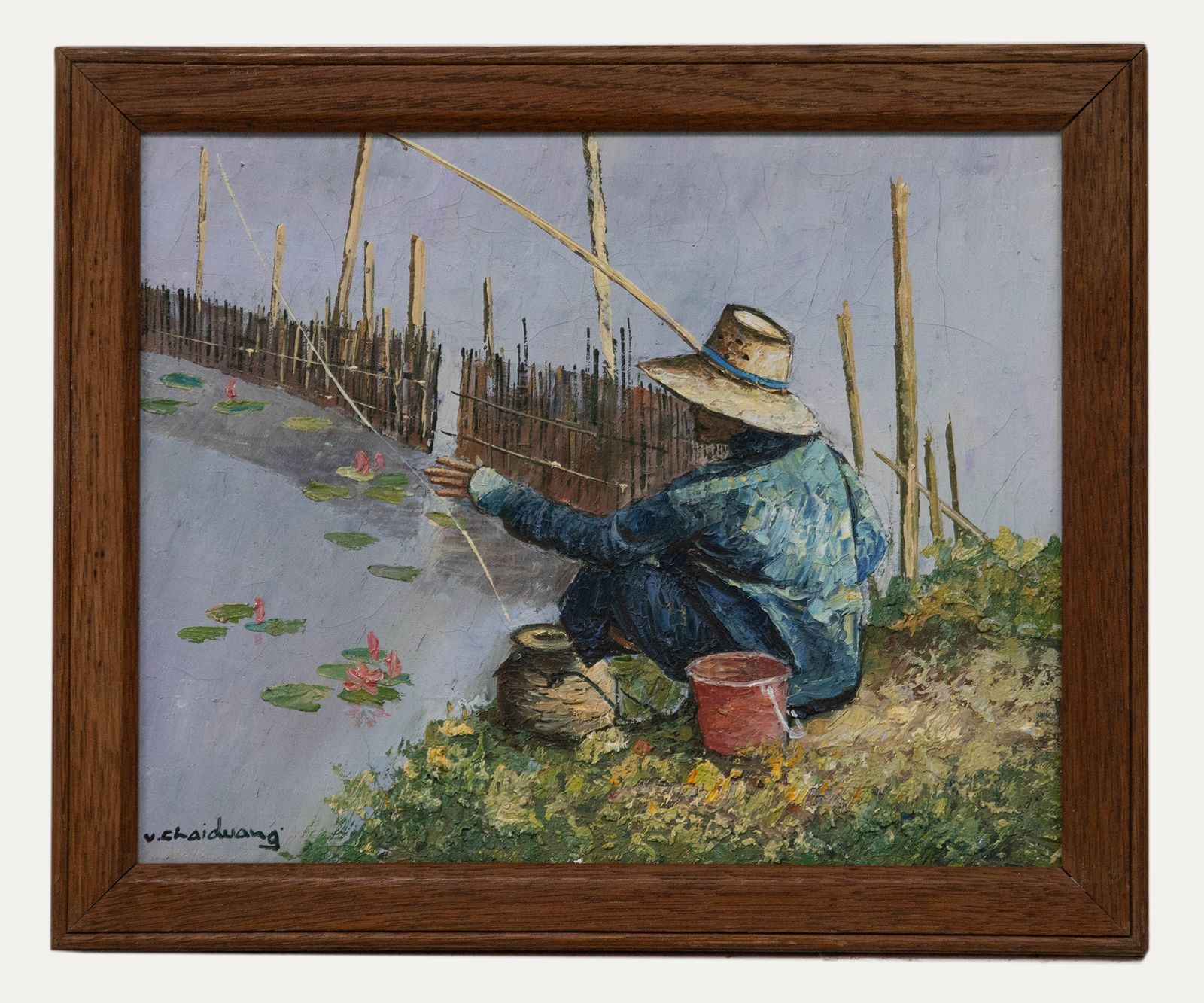 V. Chaiduang Contemporary Oil, Angler On The River Bank