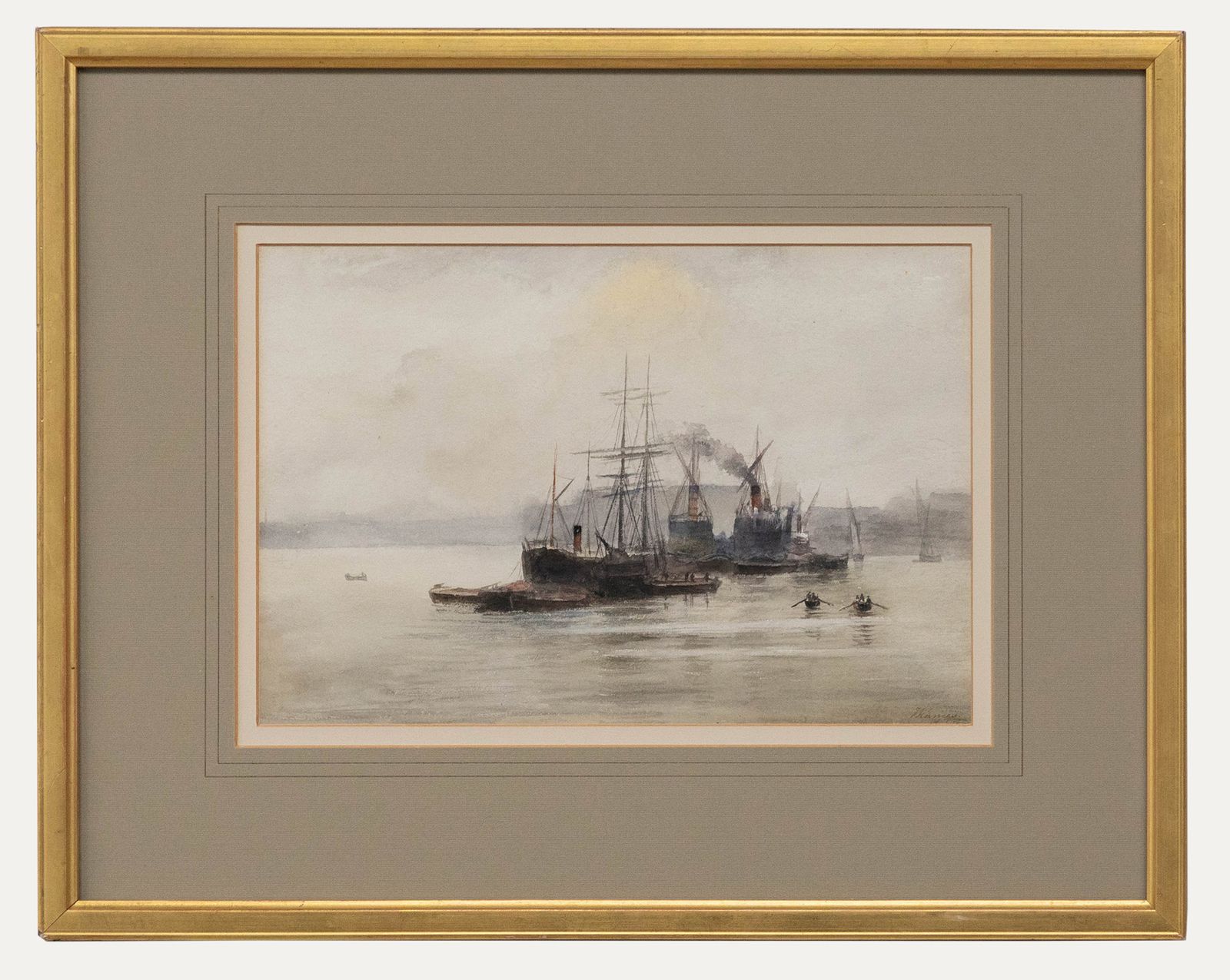 Follower Of William Lionel Wyllie (1851 1931) Framed Watercolour, Thames