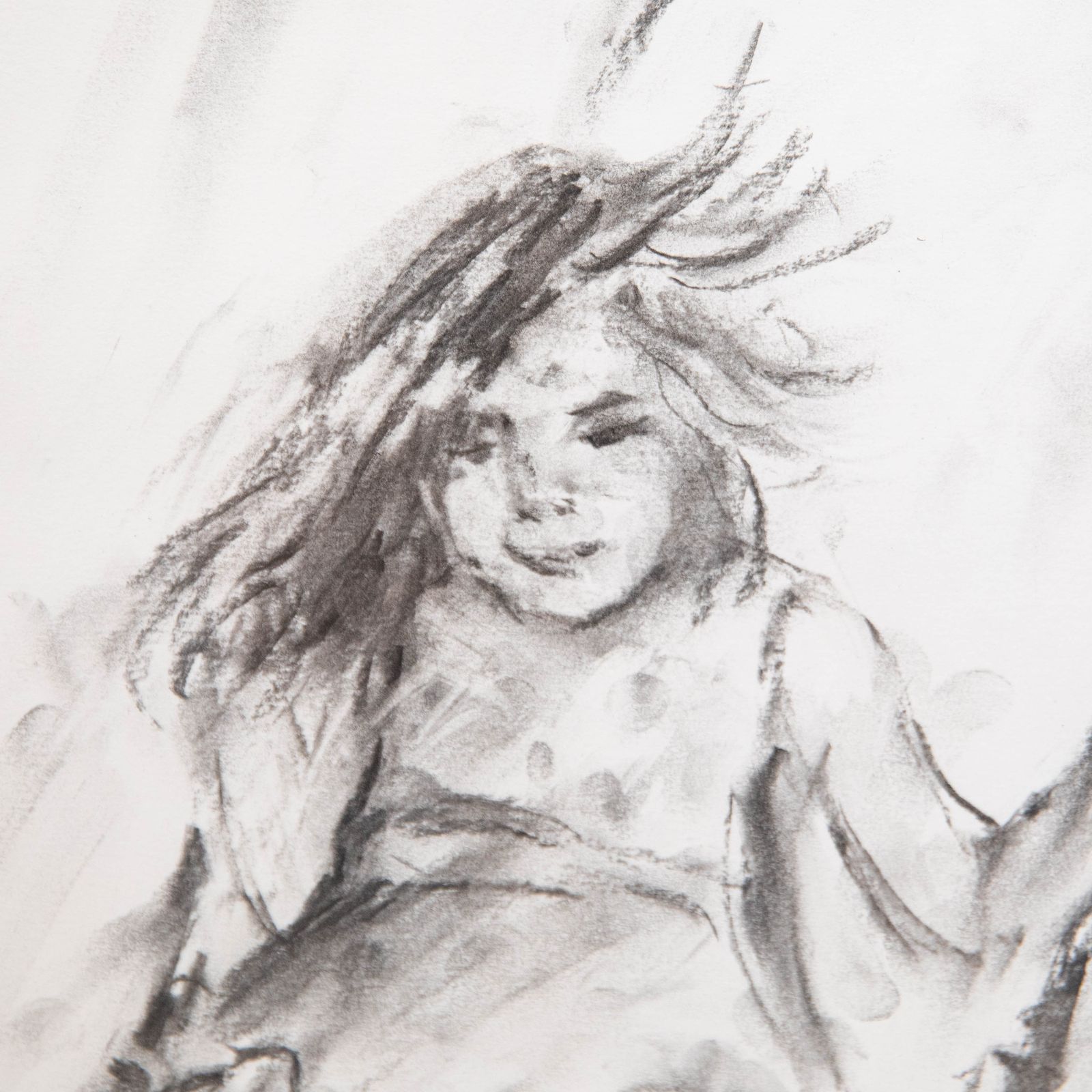 Glo Williams (B.1940) Contemporary Charcoal Drawing, The Swing photo Art