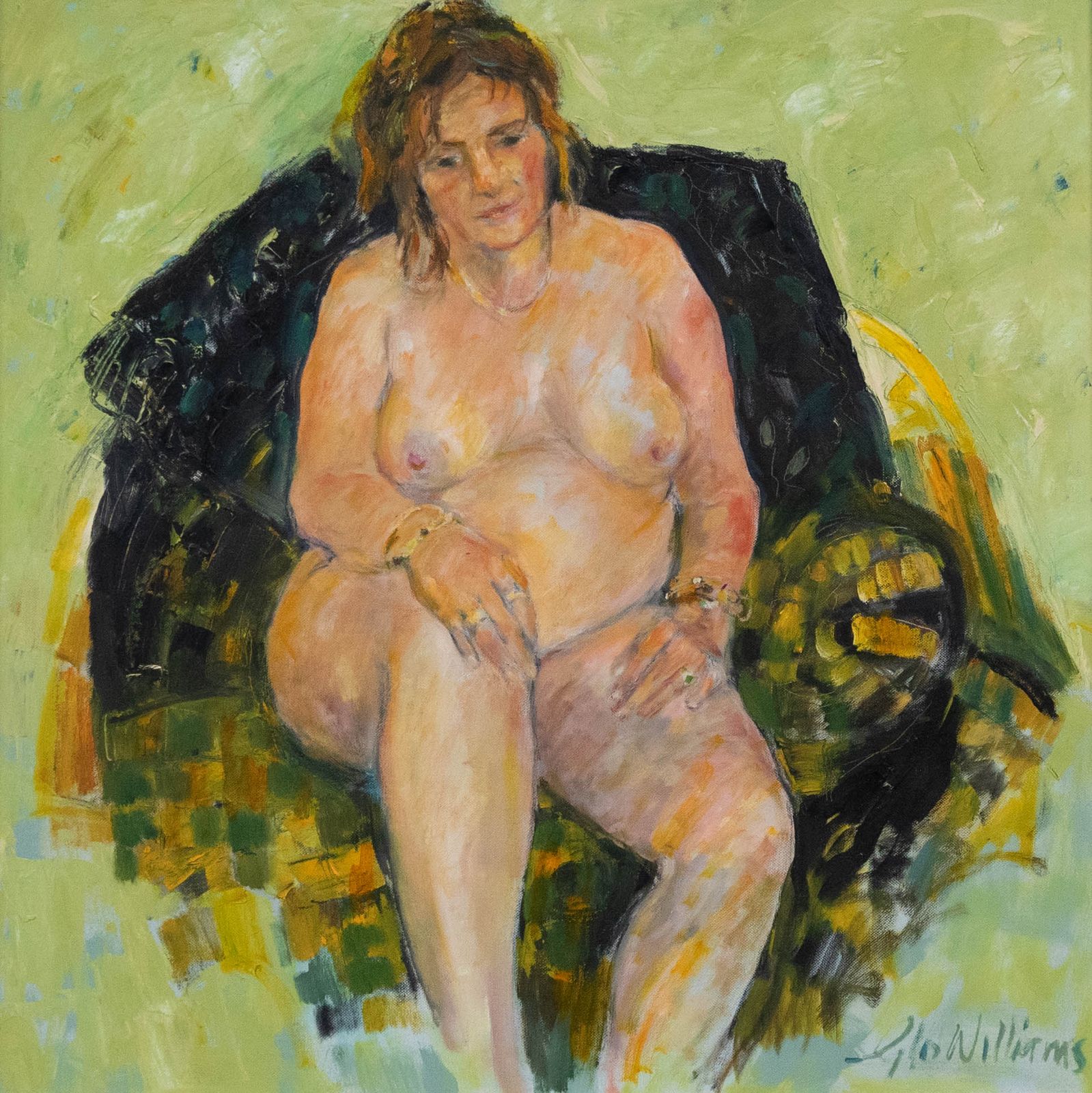 Glo Williams (B.1940) Contemporary Oil, Female Nude Study photo furniture