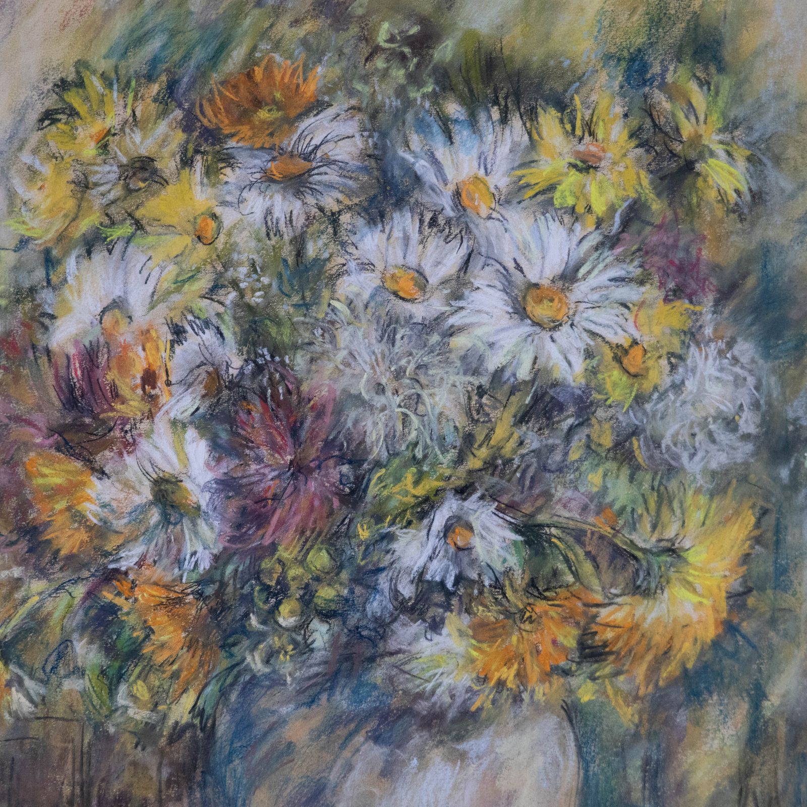 Glo Williams (B.1940) Contemporary Pastel, Bouquet Of Flowers photo Art