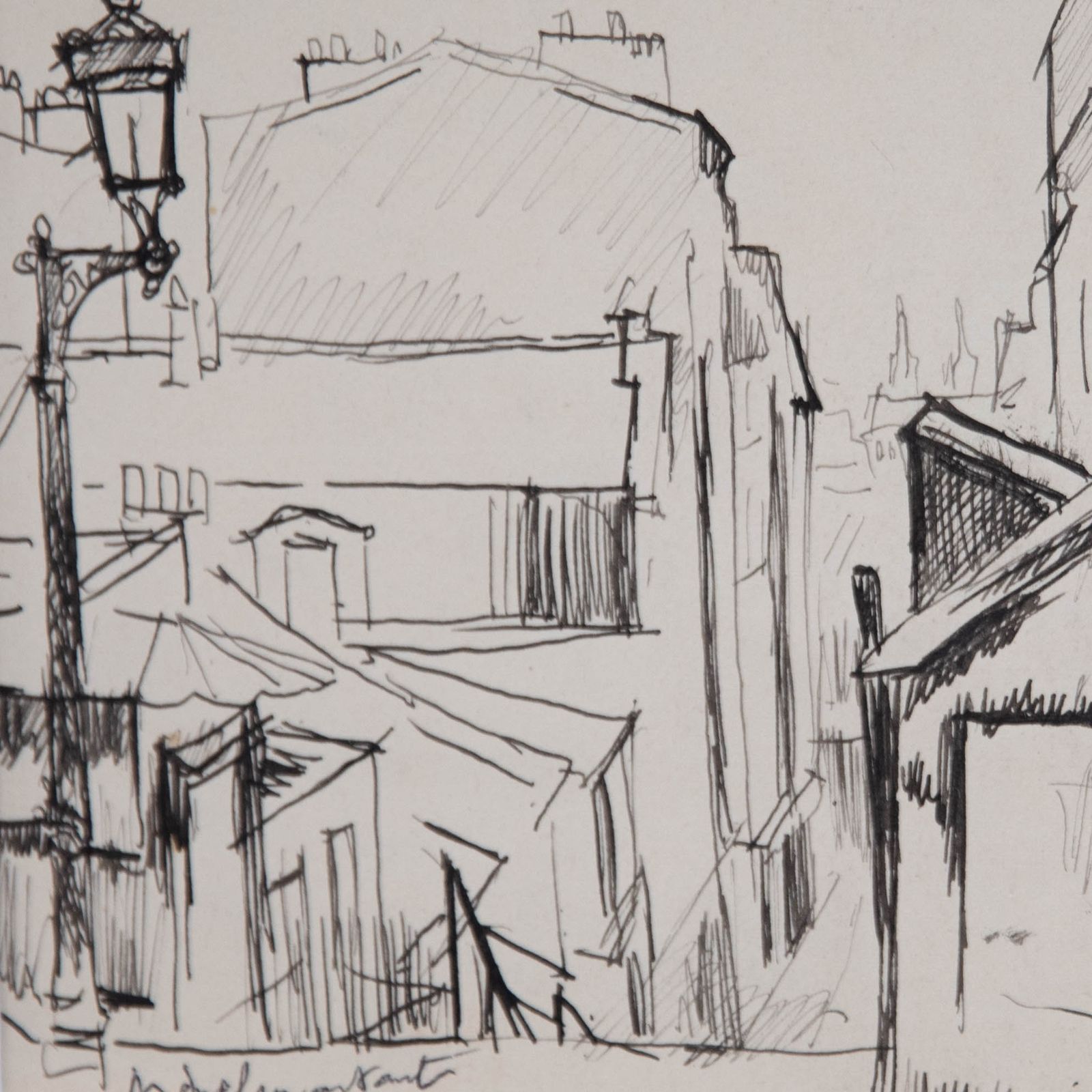 Georges Pacouil (1903 1996) Mid 20th Century India Ink, Ménilmontant, Paris photo Art