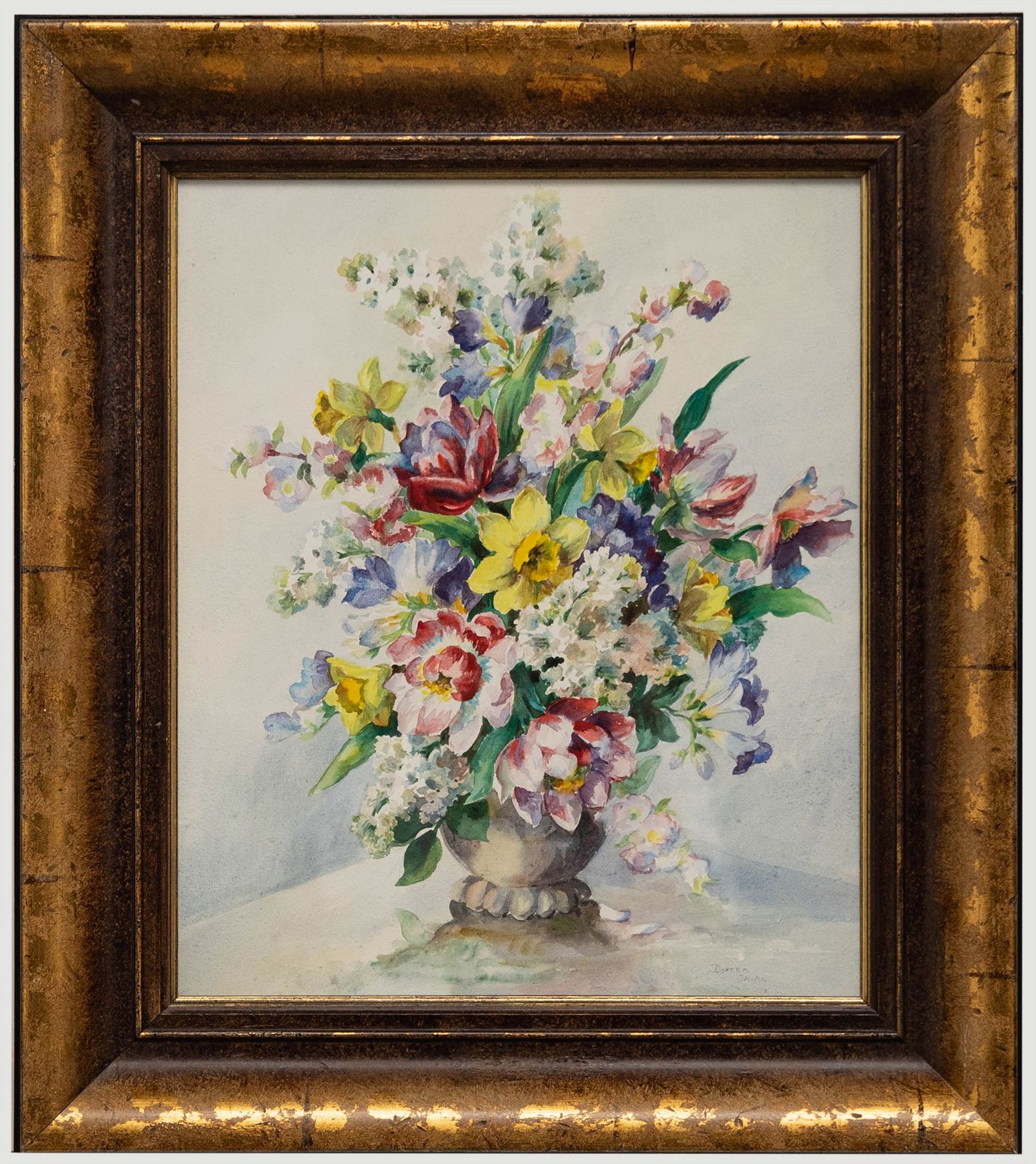 Doreen Shine 20th Century Watercolour, The Spring Bouquet
