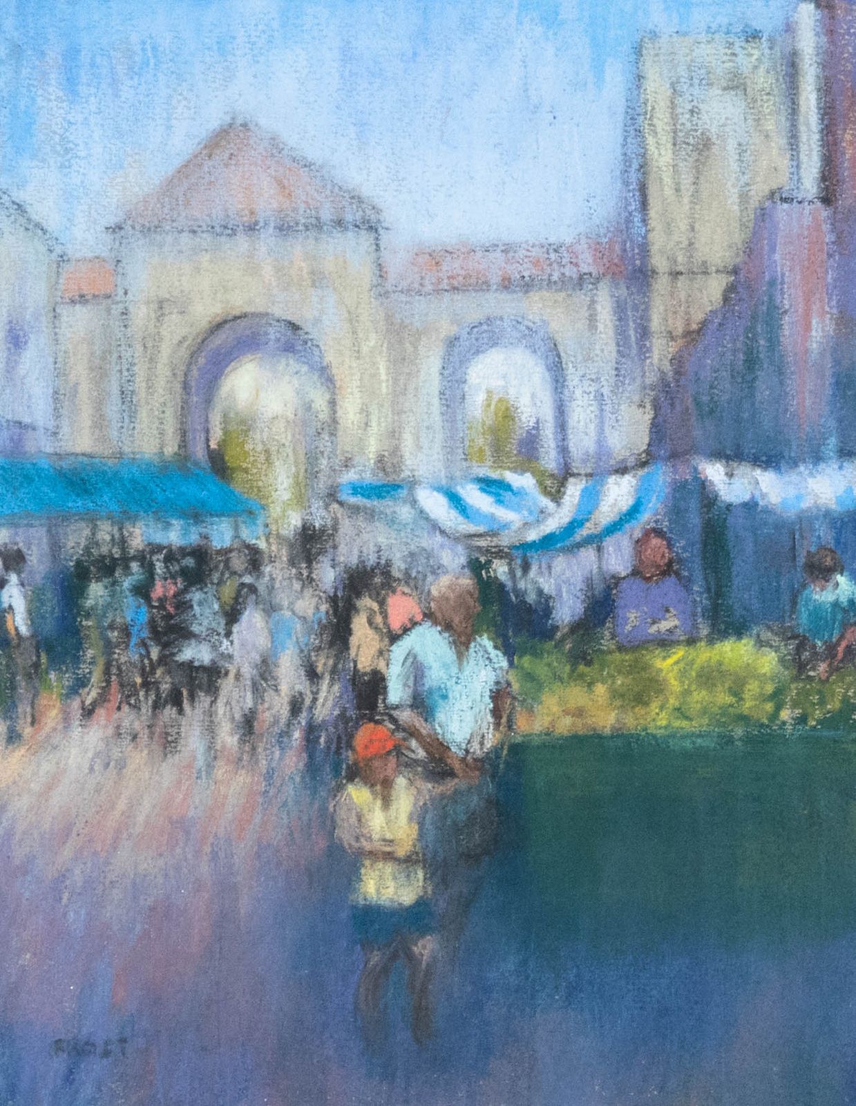 Michael Frost 20th Century Pastel, Market Day In Andalusia photo furniture