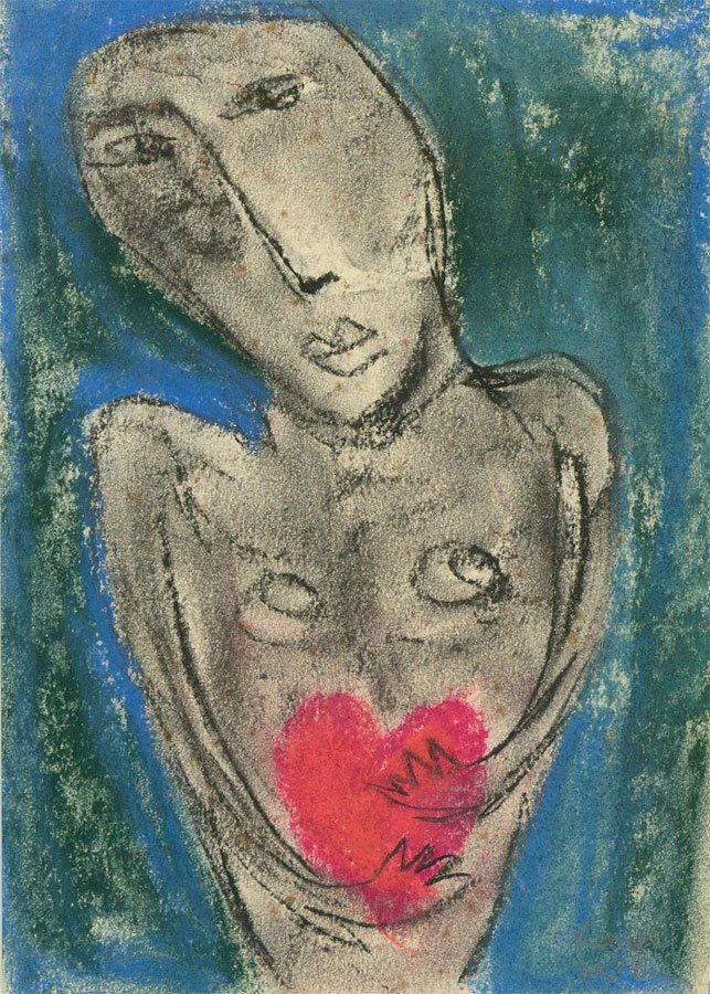 Louise Mcclary (B.1958) Framed Contemporary Pastel, Heavy Heart