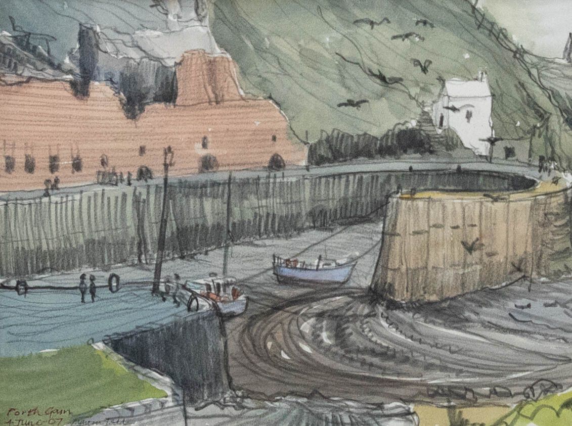 Martin Podd (B.1930) Framed Contemporary Watercolour, Porthgain photo furniture