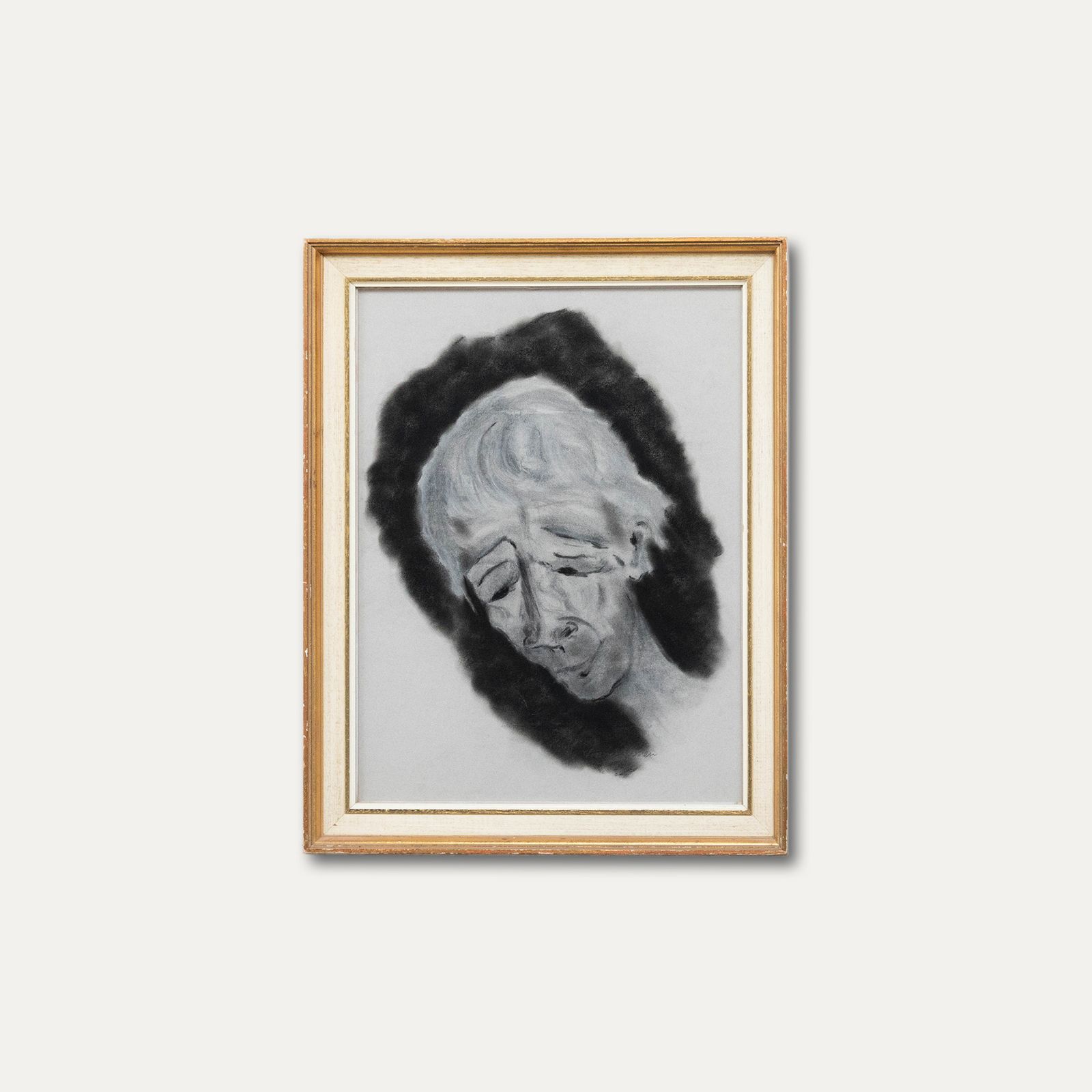 Frances Cohen Gillespie (1939 1998) Charcoal Drawing, Deep Thinker photo vinterior