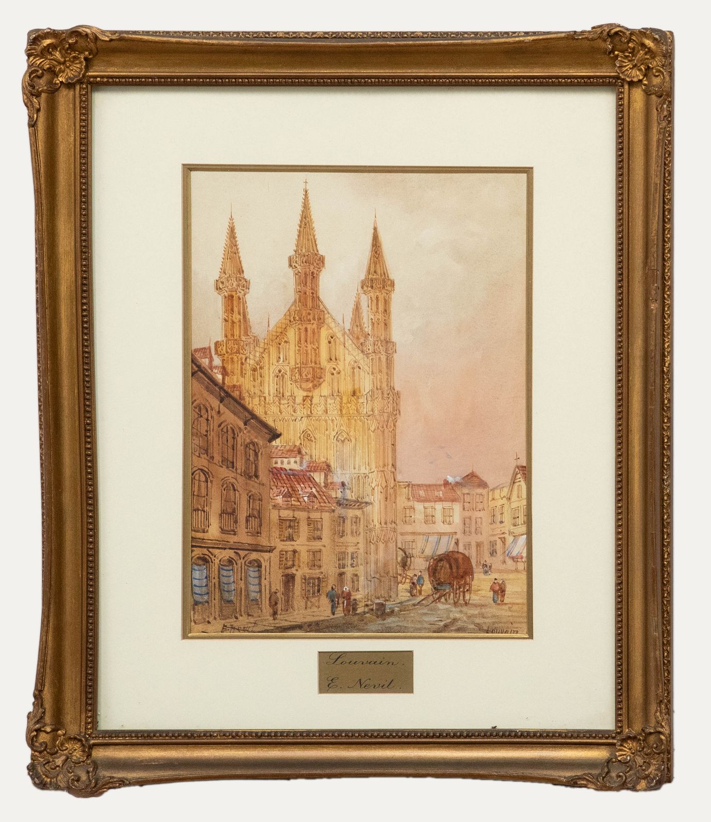 Edward Nevil (Fl.1880 1900) Late 19th Century Watercolour, Leuven, Belgium