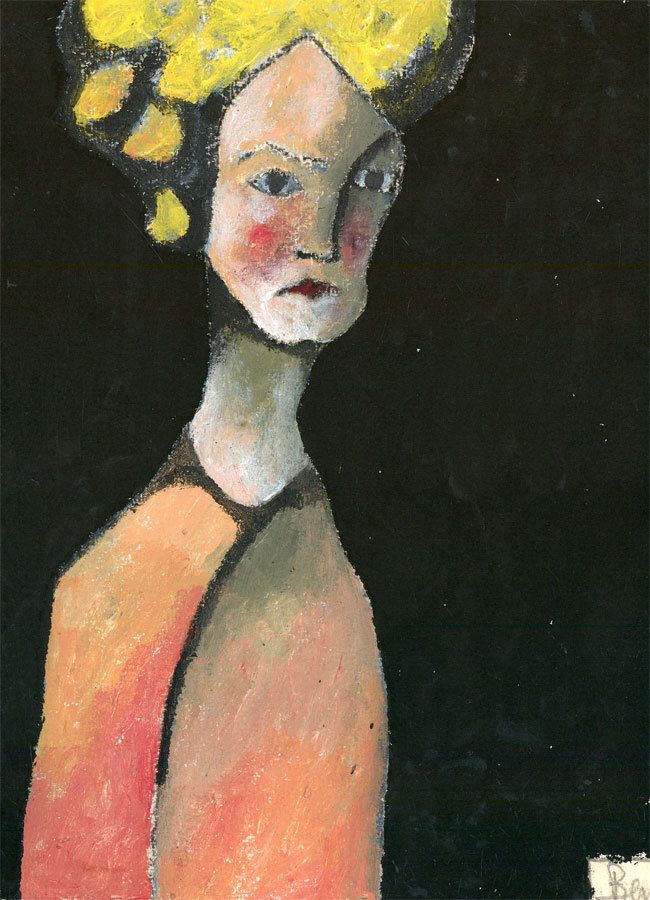 Ben Carrivick Contemporary Oil, Woman With Yellow Hair
