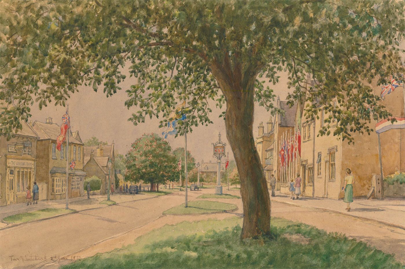 Tome Whitehead (1886 1959) 1953 Watercolour, The High Street