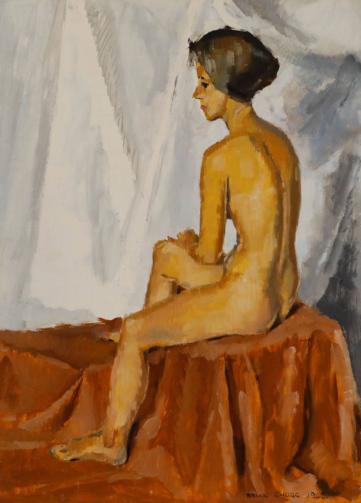 Brian Chugg (1926 2003) Mid 20th Century Oil, Champêtre Nude photo furniture