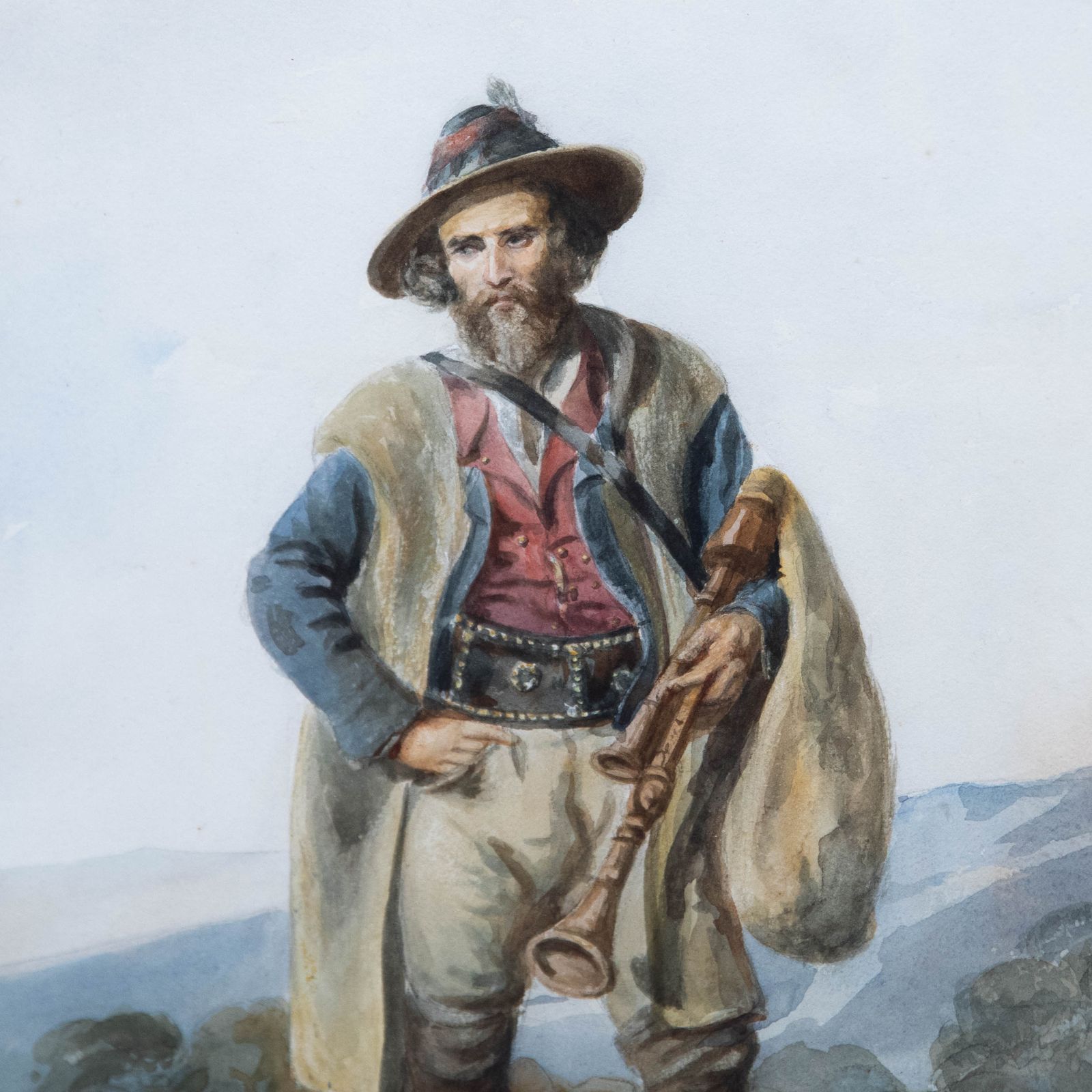 Attrib. Susan Vincent  19th Century Watercolour, Man In An Alpine Landscape photo Art