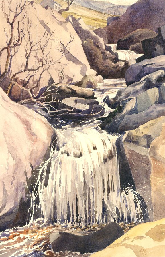 Albert B. Ogden (1928 2022) 1981 Watercolour, Waterfall, Watendlath photo furniture