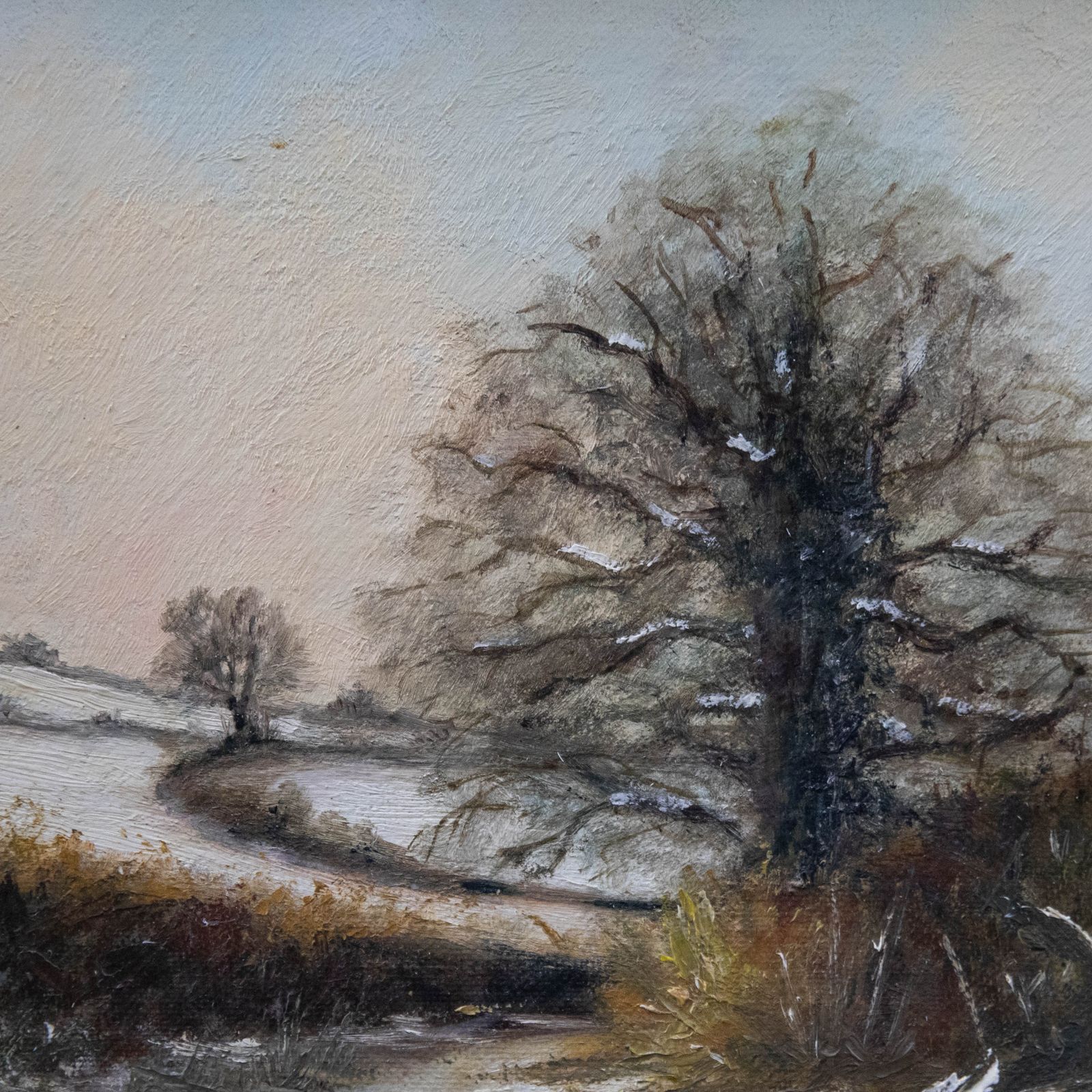 Linda Silk  Contemporary Oil, Winter Scene At Wick photo Art