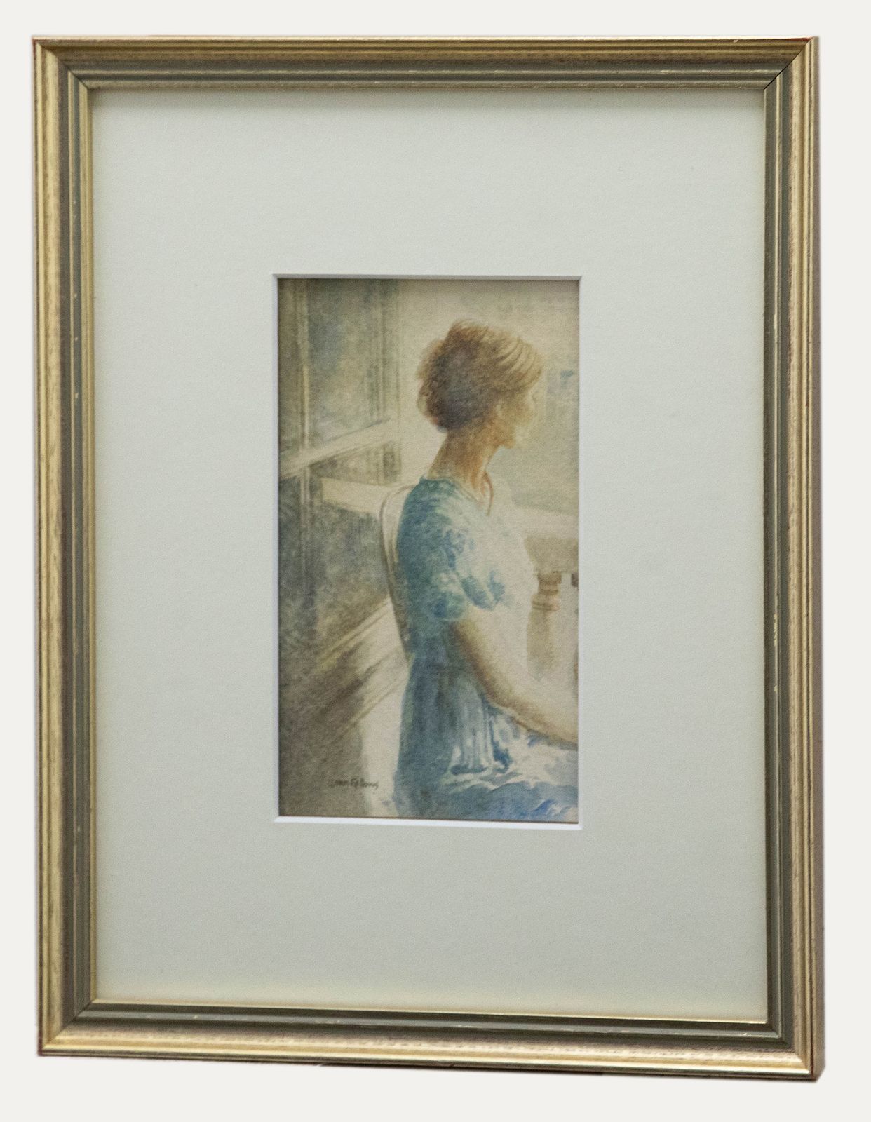 John Fellows Framed Early 20th Century Watercolour, Lady On The Balcony