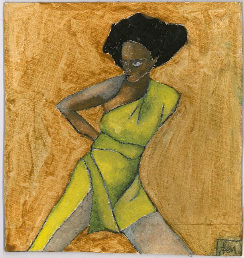Ben Carrivick Contemporary Oil, The Yellow Dress photo furniture