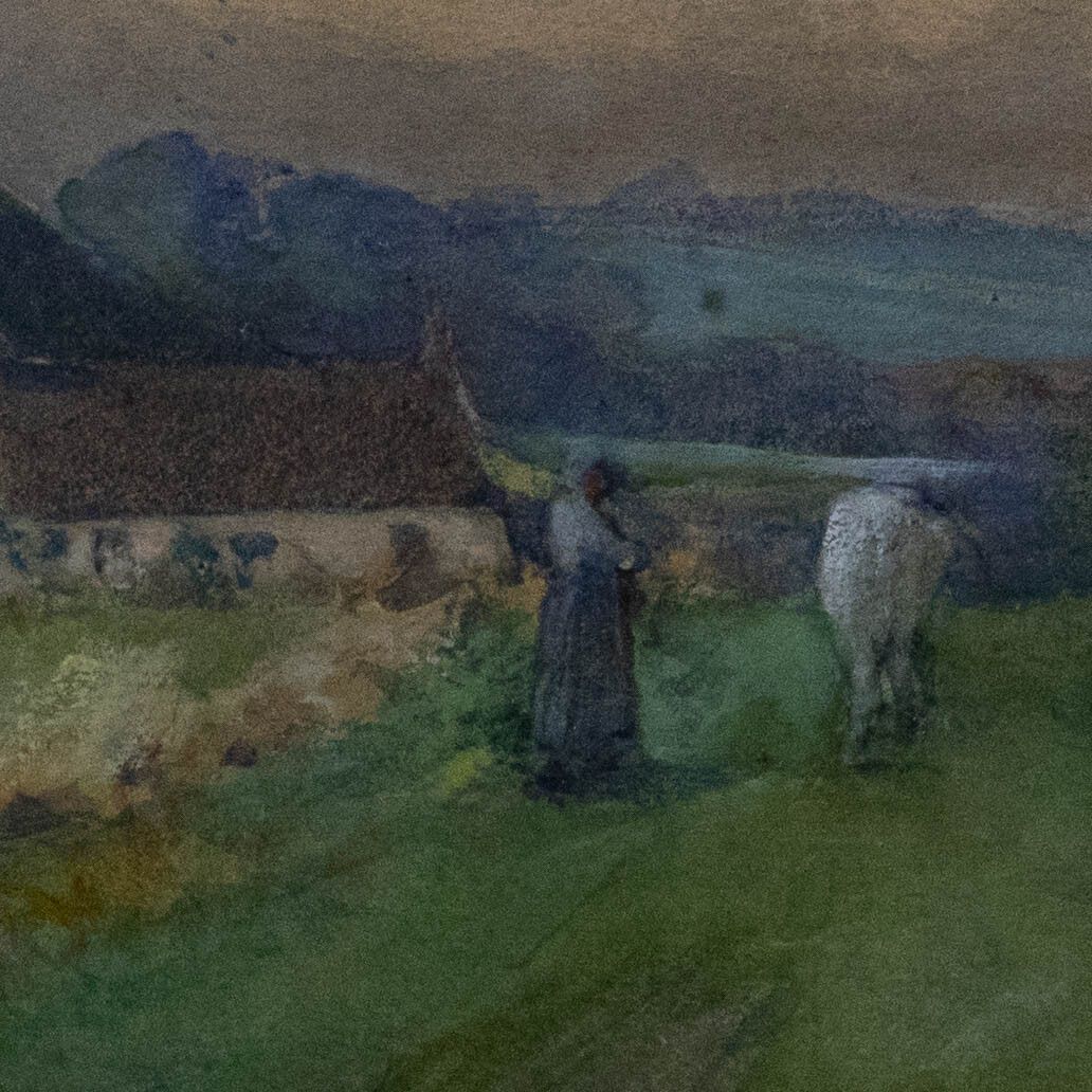Framed Early 20th Century Watercolour View Of Corfe Castle photo for sale