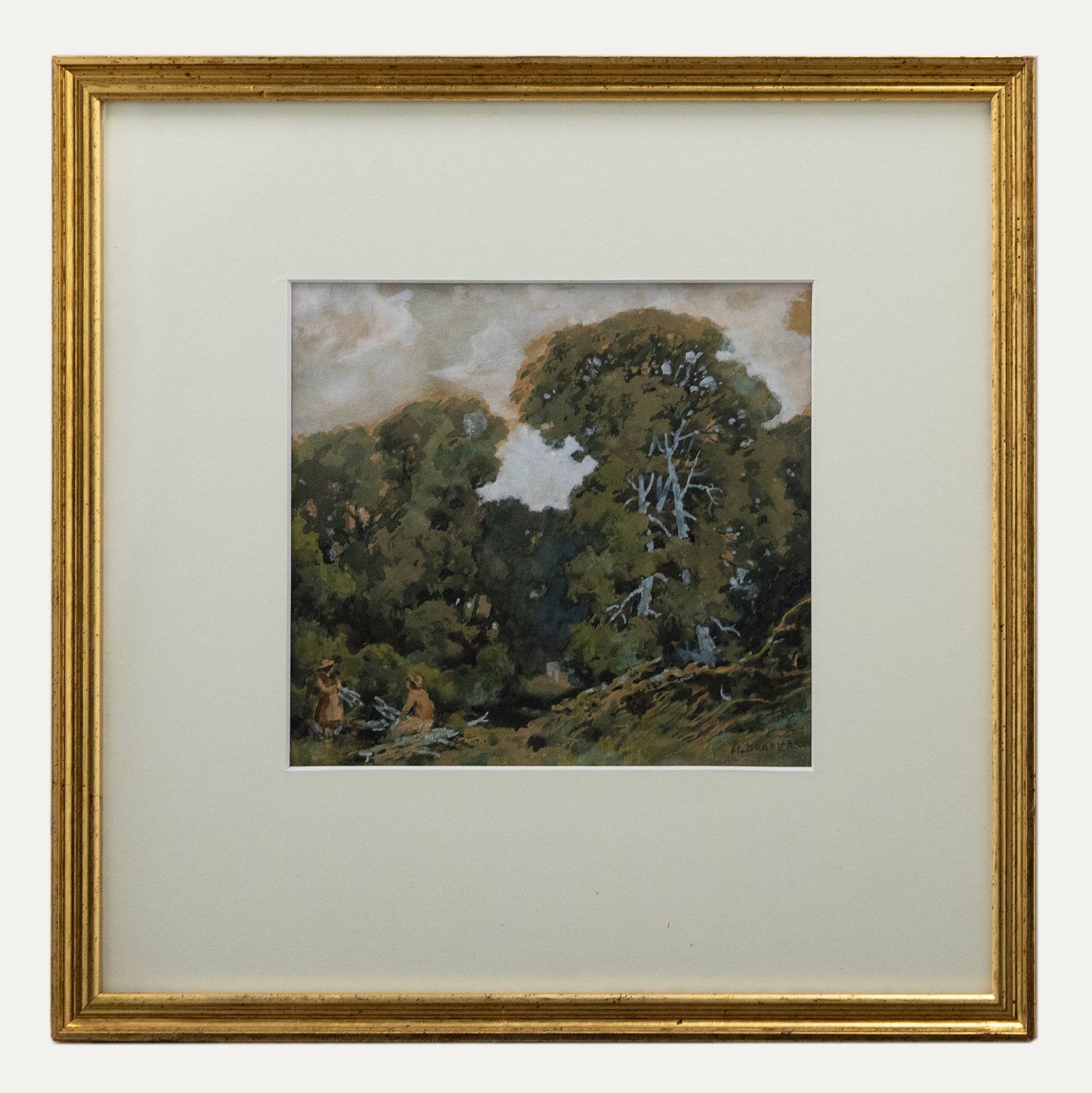 H. Draper  Early 20th Century Watercolour, Collecting Kindling
