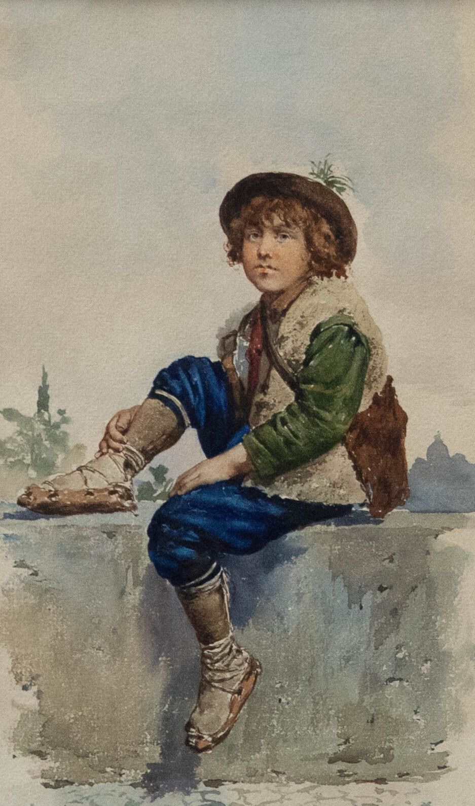 Follower Of Adriano Bonifazi Early 20th Century Watercolour, An Italian Boy photo furniture