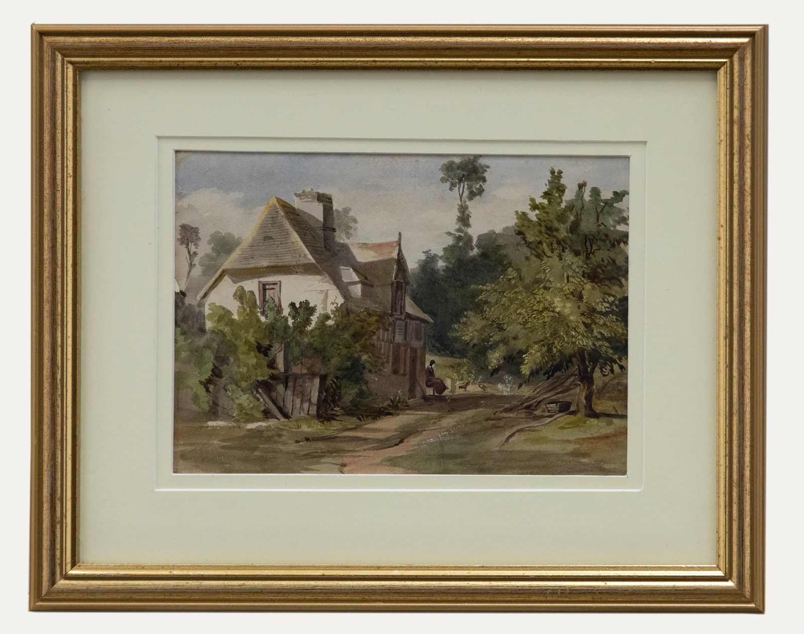 E. Worsley  1842 Watercolour, A Moment Of Contemplation