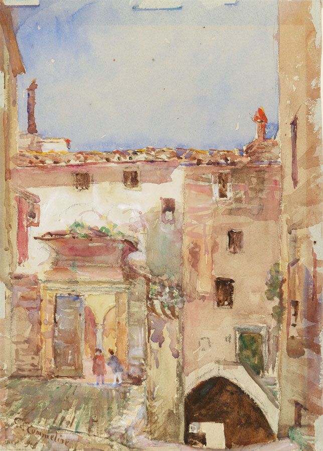 C. Commeline Early 20th Century Watercolour, Portuguese Village
