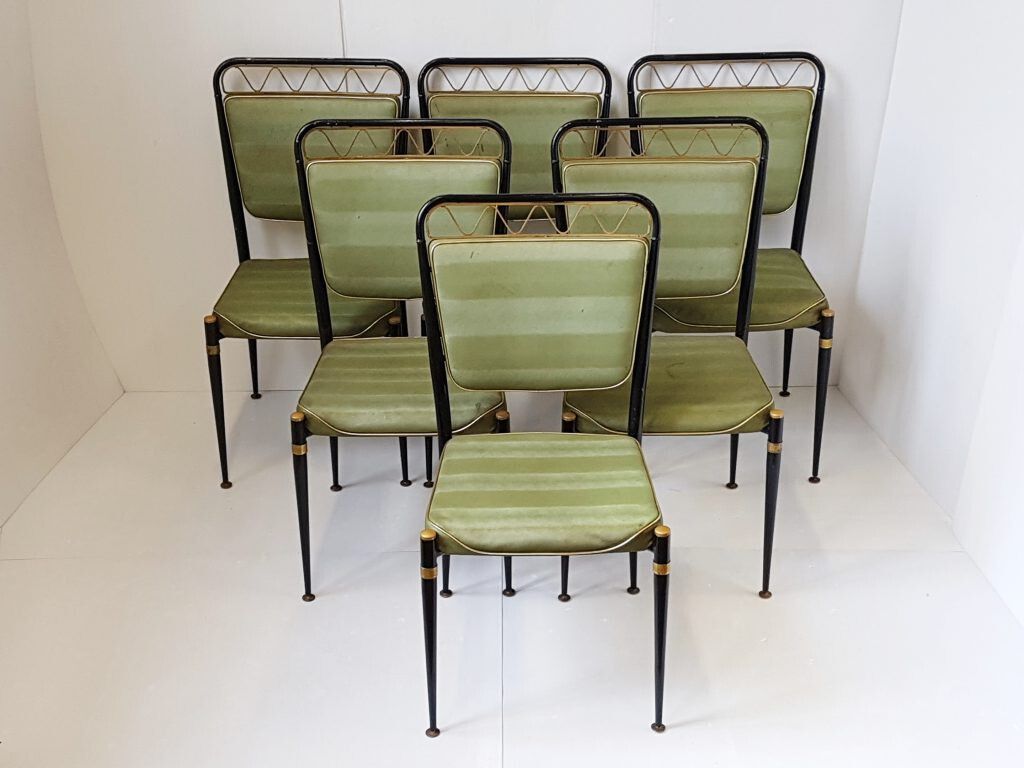 Vintage 1950 Dlg Jean Royere 50s Rockabilly 1950s 50s Suite Of 6 Chairs photo furniture