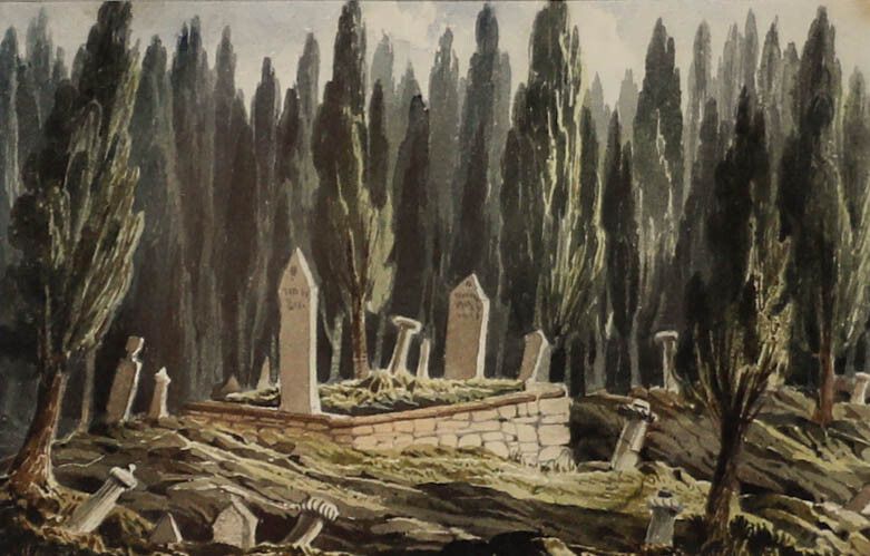 Early 20th Century Watercolour Turkish Cemetery photo furniture