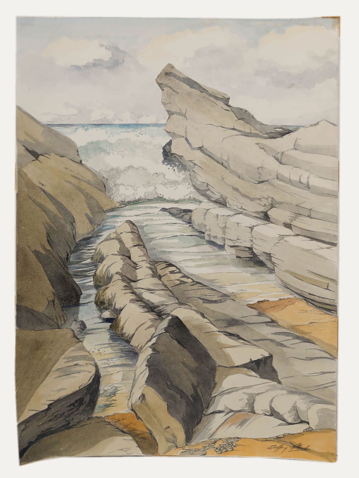 Geoffrey Plant (1939 2000) 20th Century Watercolour, Atlantic Surf photo furniture