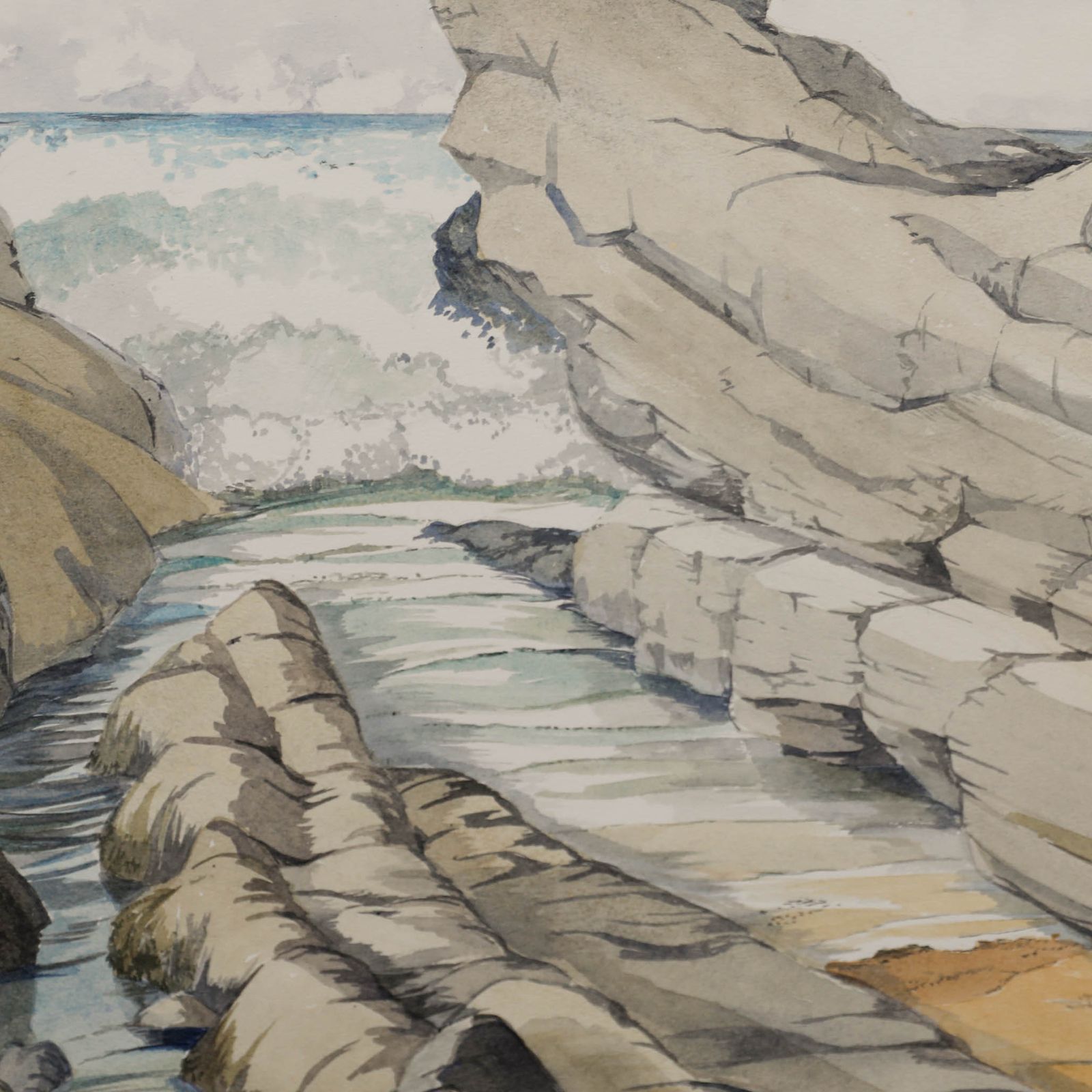 Geoffrey Plant (1939 2000) 20th Century Watercolour, Atlantic Surf photo Art
