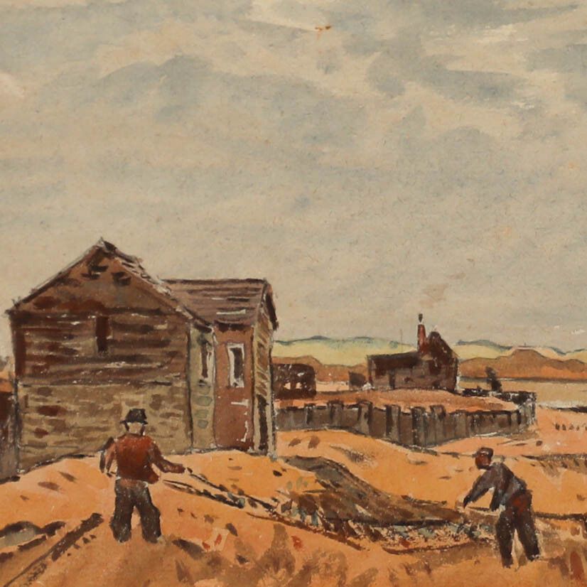 William Warden (1908 1982) Mid 20th Century Watercolour, Drying Fishing Nets photo Art