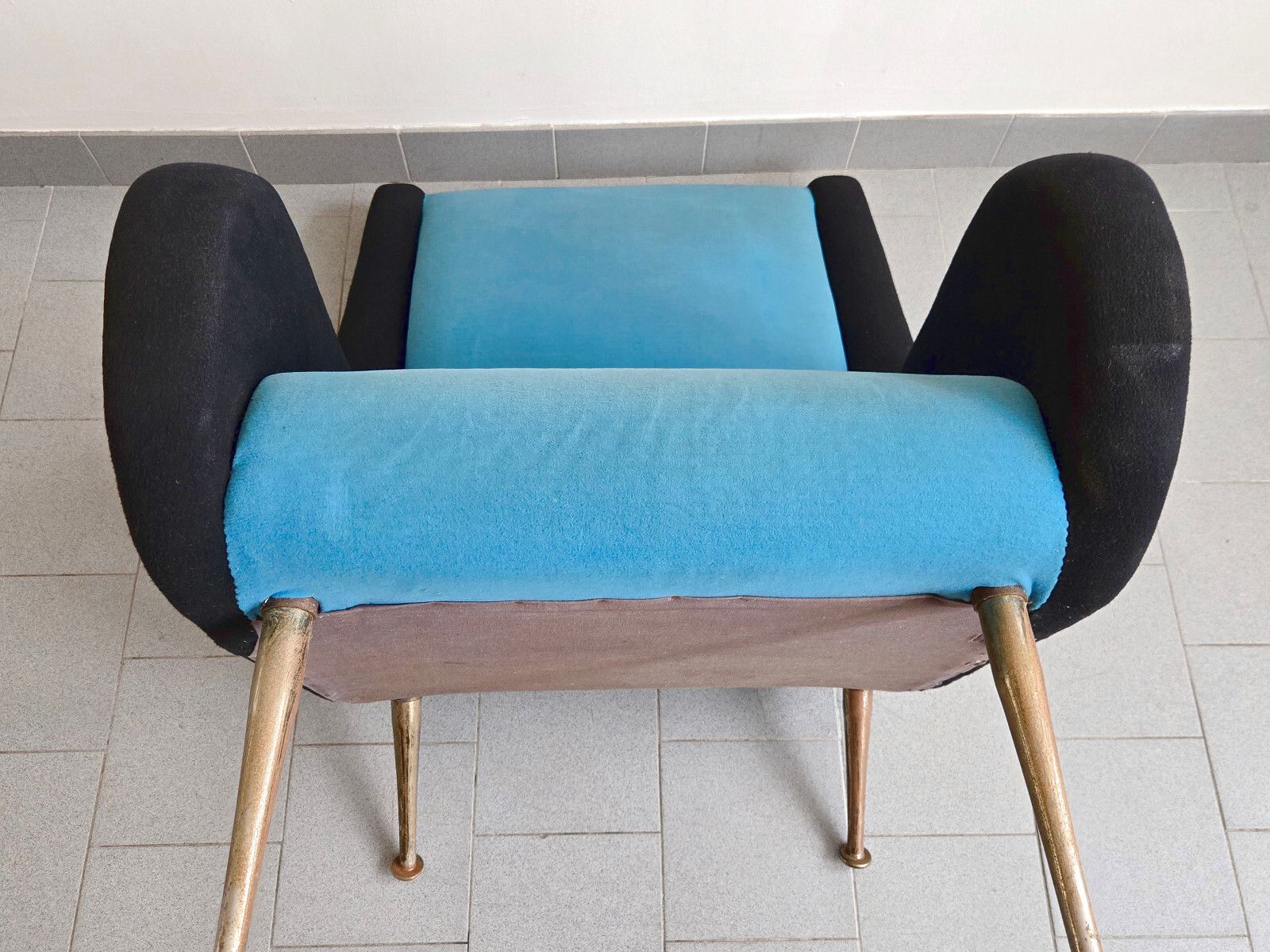 photo vinterior Vintage 1950 Rockabilly Wool Jersey Armchair Dlg Marco Zanuso Arflex 50s