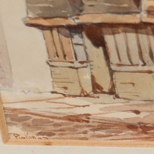 Ernest Parkman (1856 1921) Framed Watercolour, Old Houses Lewins Mead photo vinterior