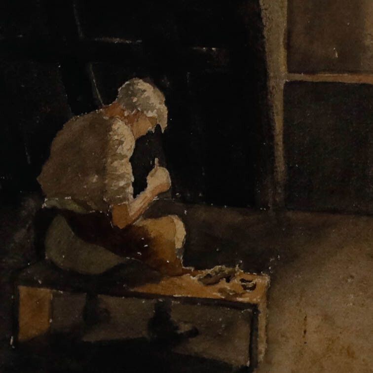 Framed Early 20th Century Watercolour You Can Bear A Little More Light? photo 150.0