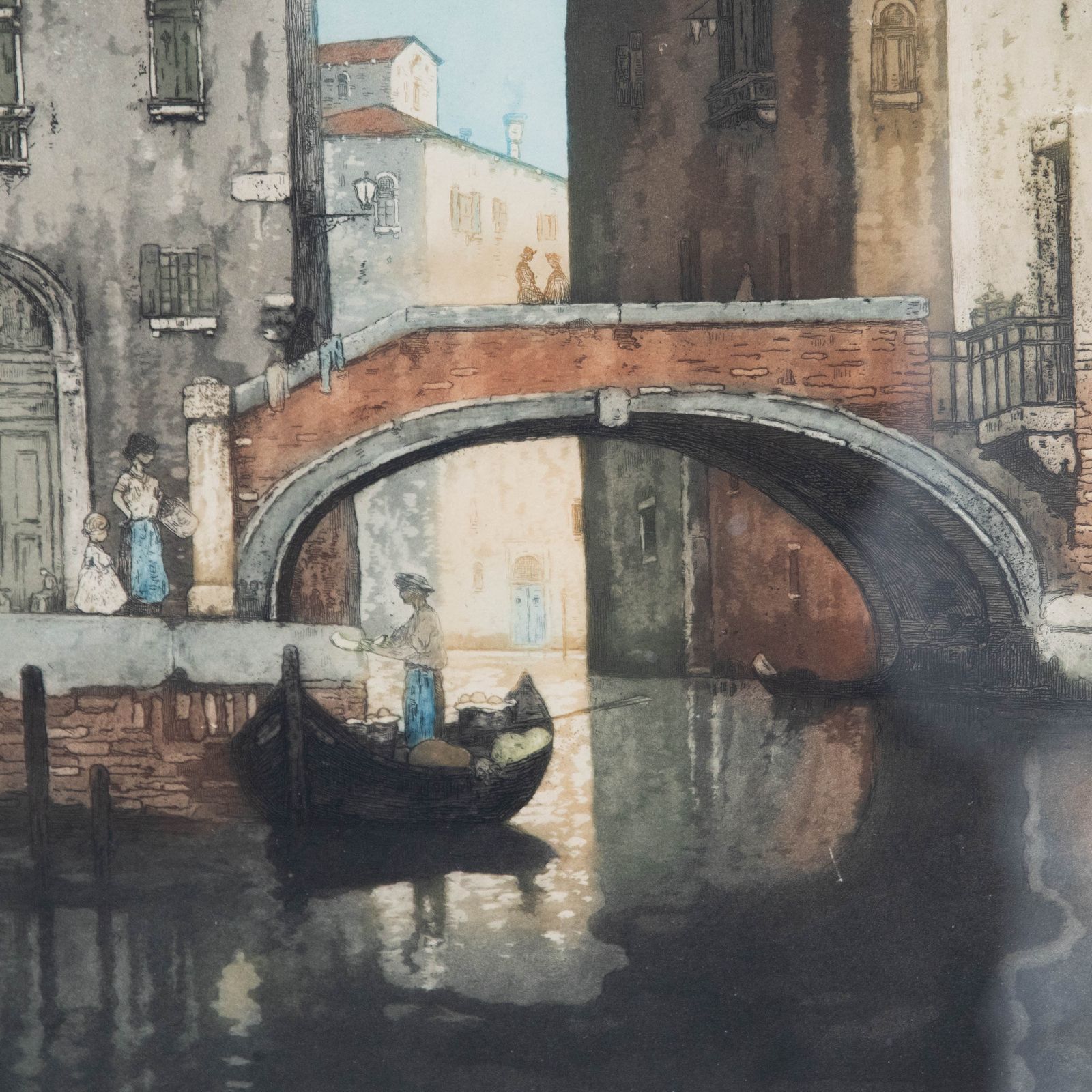 Maurice Bompard (1857 1936) Framed Early 20th Century Aquatint, Quiet Canal photo Art