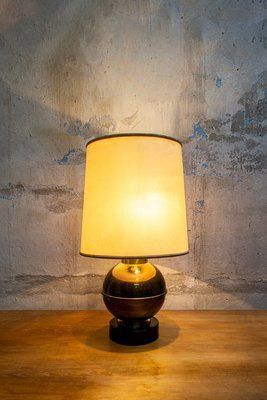 Italiaanse Lamp Van Messing En Emaille, Jaren 1940 photo furniture