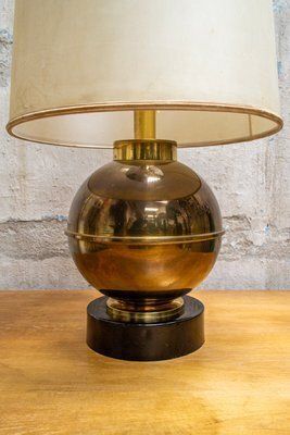 Italiaanse Lamp Van Messing En Emaille, Jaren 1940 photo for sale