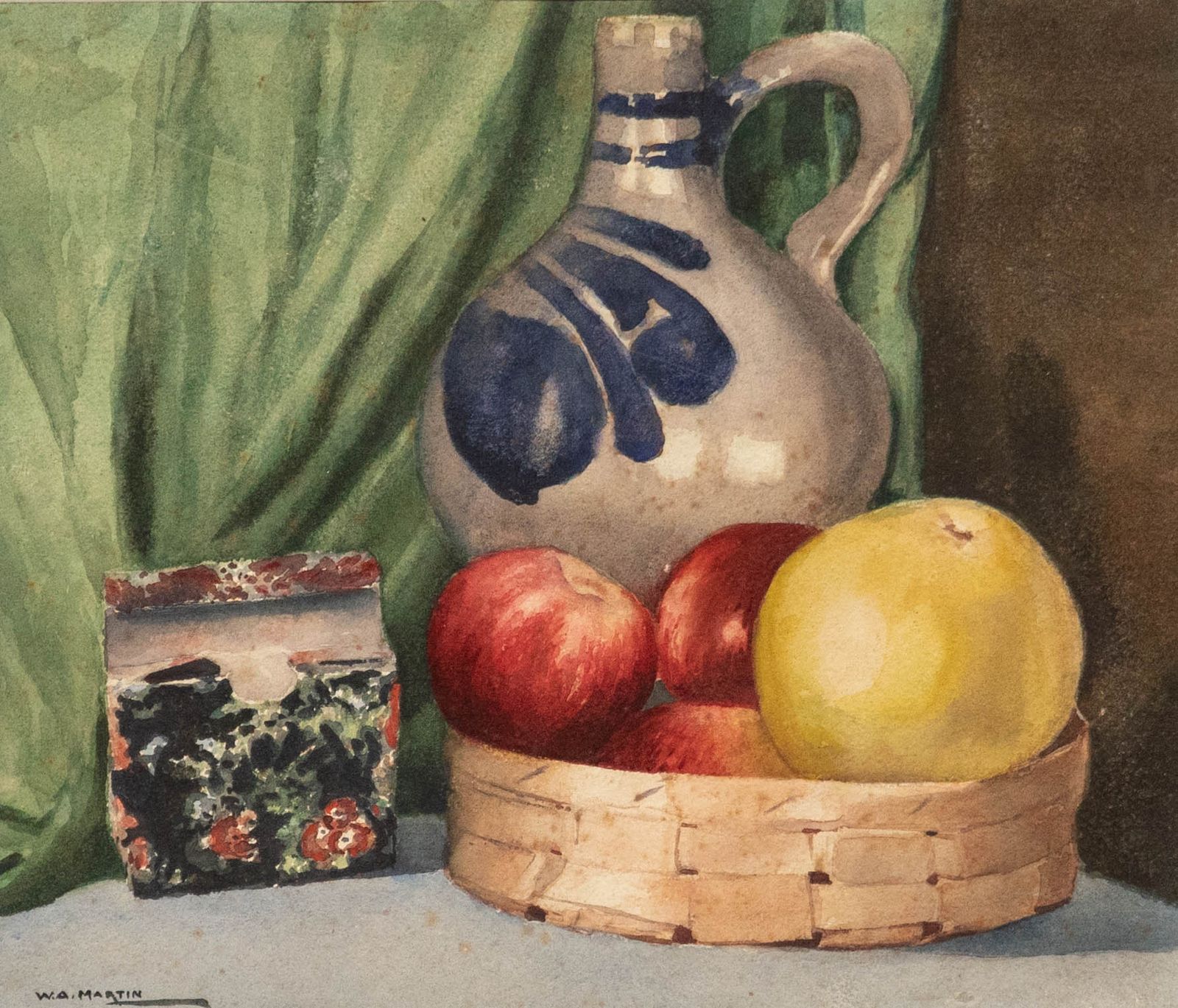 W. A. Martin Framed Mid 20th Century Watercolour, Still Life With Ceramic Jug photo furniture