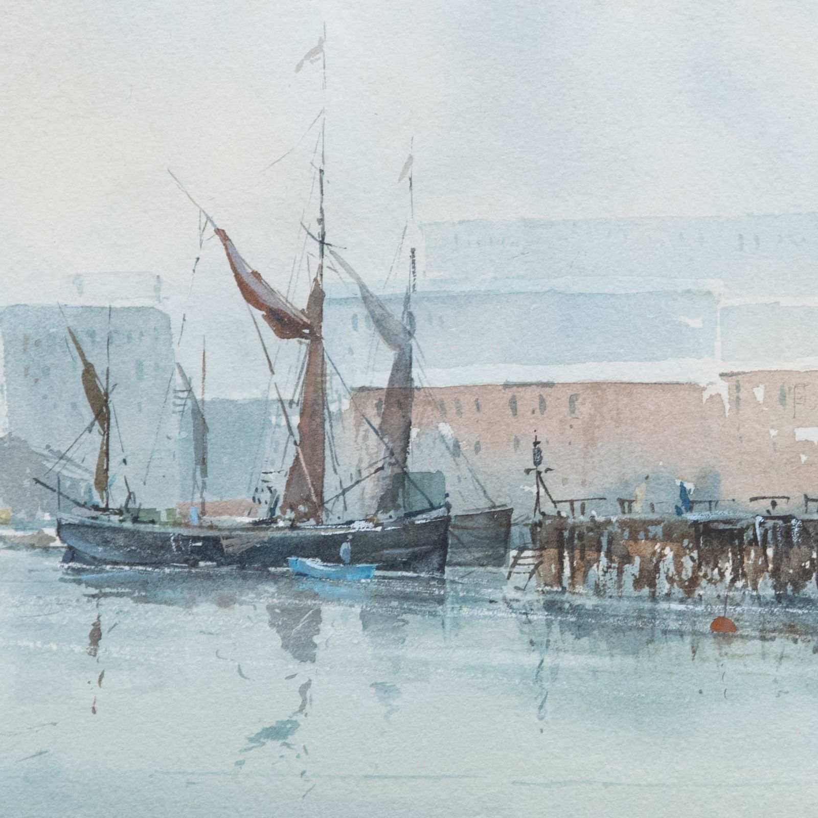Douglas Tannahill Framed Watercolour, Isle Of Dogs From Rotherhithe Reach photo Art